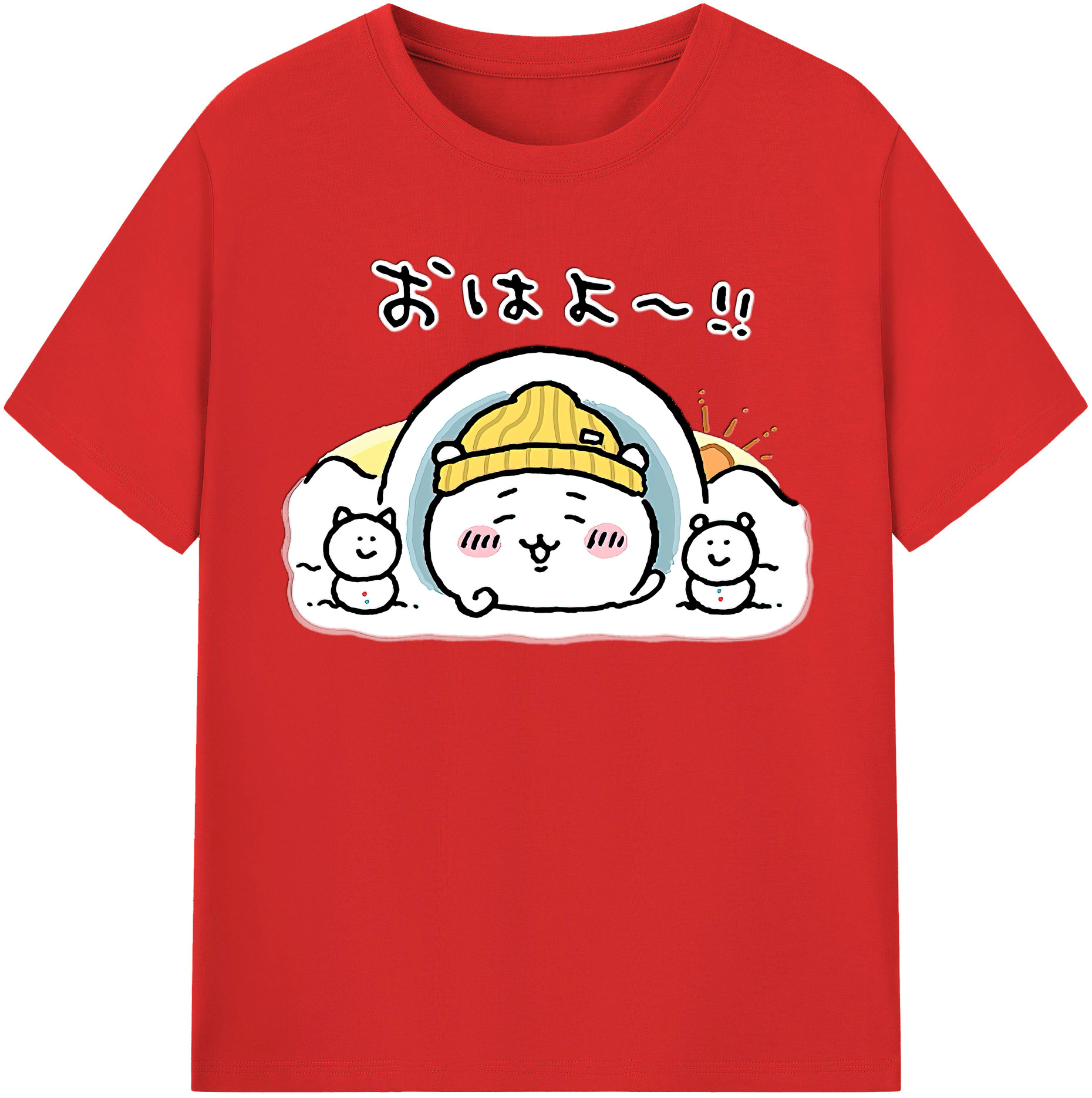 （画像用） ちいかわ ちいかわ Chii-kawa chiikawa レディースカジュアルプリントTシャツ（綿100％）