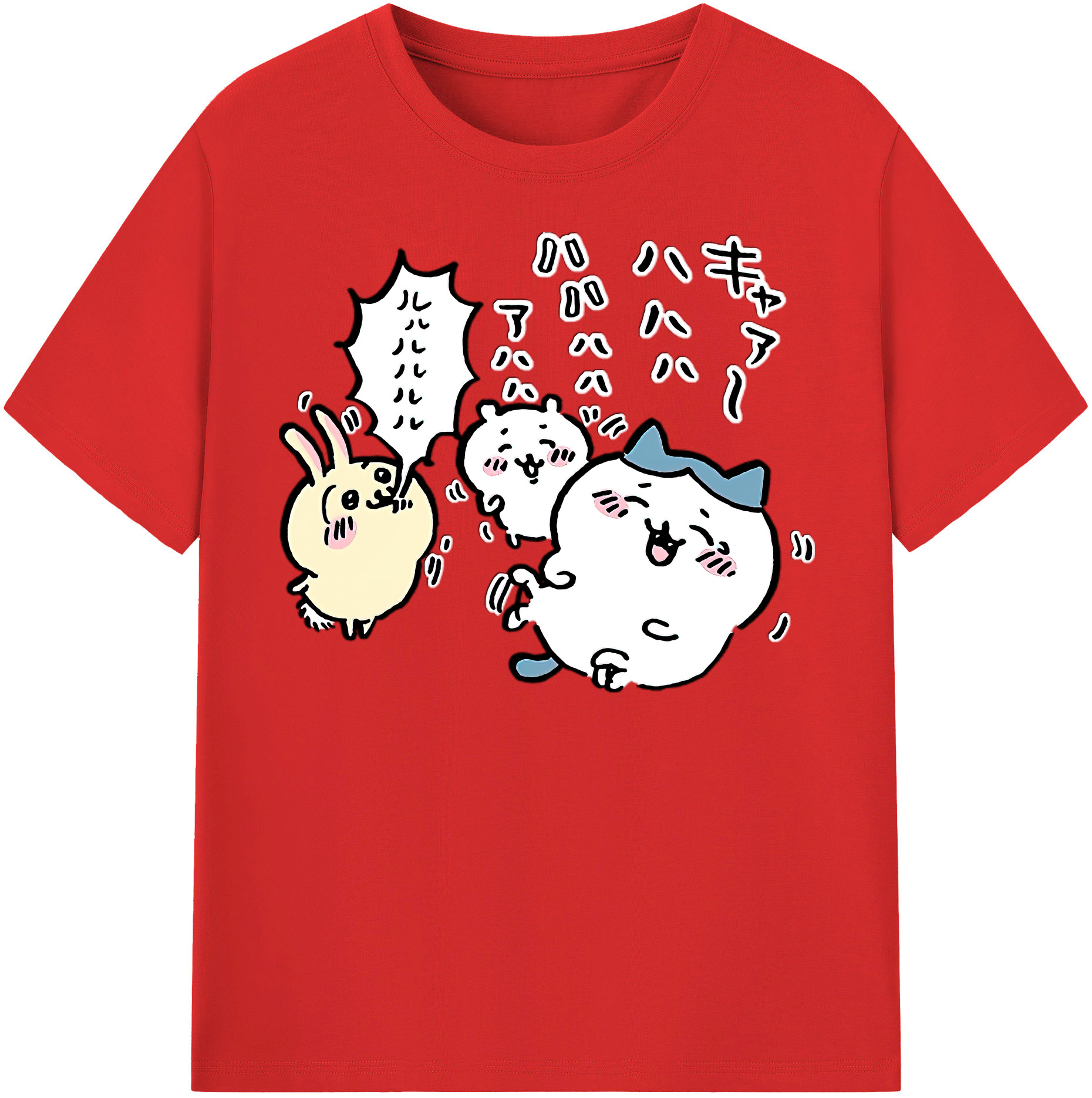 （画像用） ちいかわ うさぎ Chii-kawa usagi レディースカジュアルプリントTシャツ（綿100％）