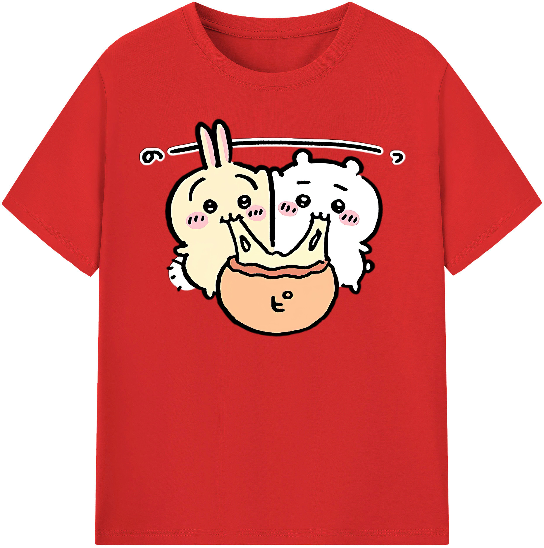 （画像用） ちいかわ うさぎ Chii-kawa usagi レディースカジュアルプリントTシャツ（綿100％）