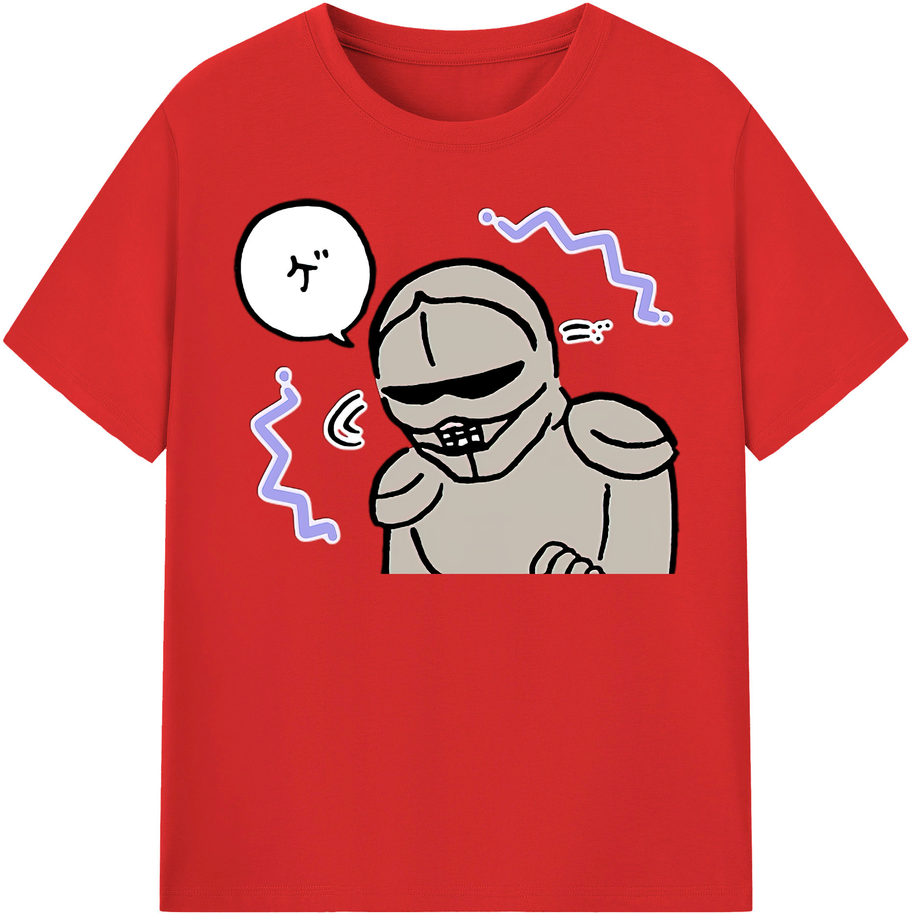 （画像用） ちいかわ 労働の鎧さん Chii-kawa Mr. Armor of Labor レディースカジュアルプリントTシャツ（綿100％）