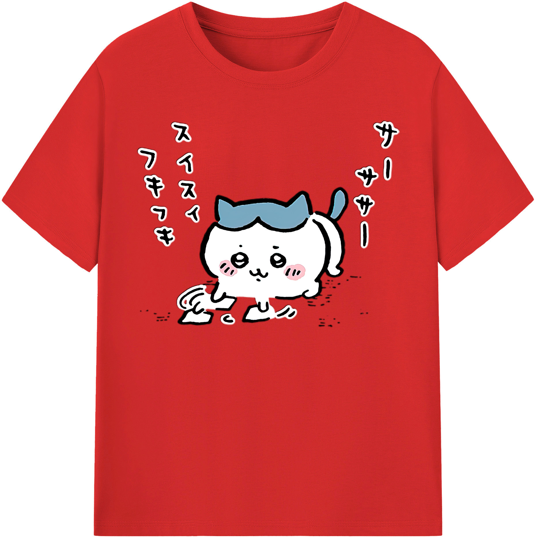 （画像用） ちいかわ ハチワレ Chii-kawa hachiware レディースカジュアルプリントTシャツ（綿100％）