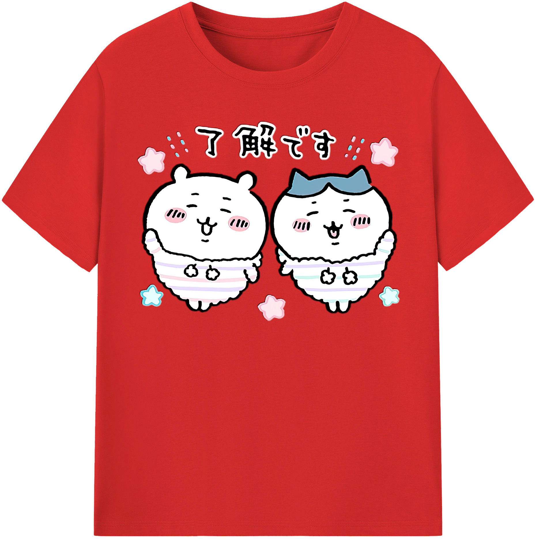 （画像用） ちいかわ ハチワレ Chii-kawa hachiware レディースカジュアルプリントTシャツ（綿100％）