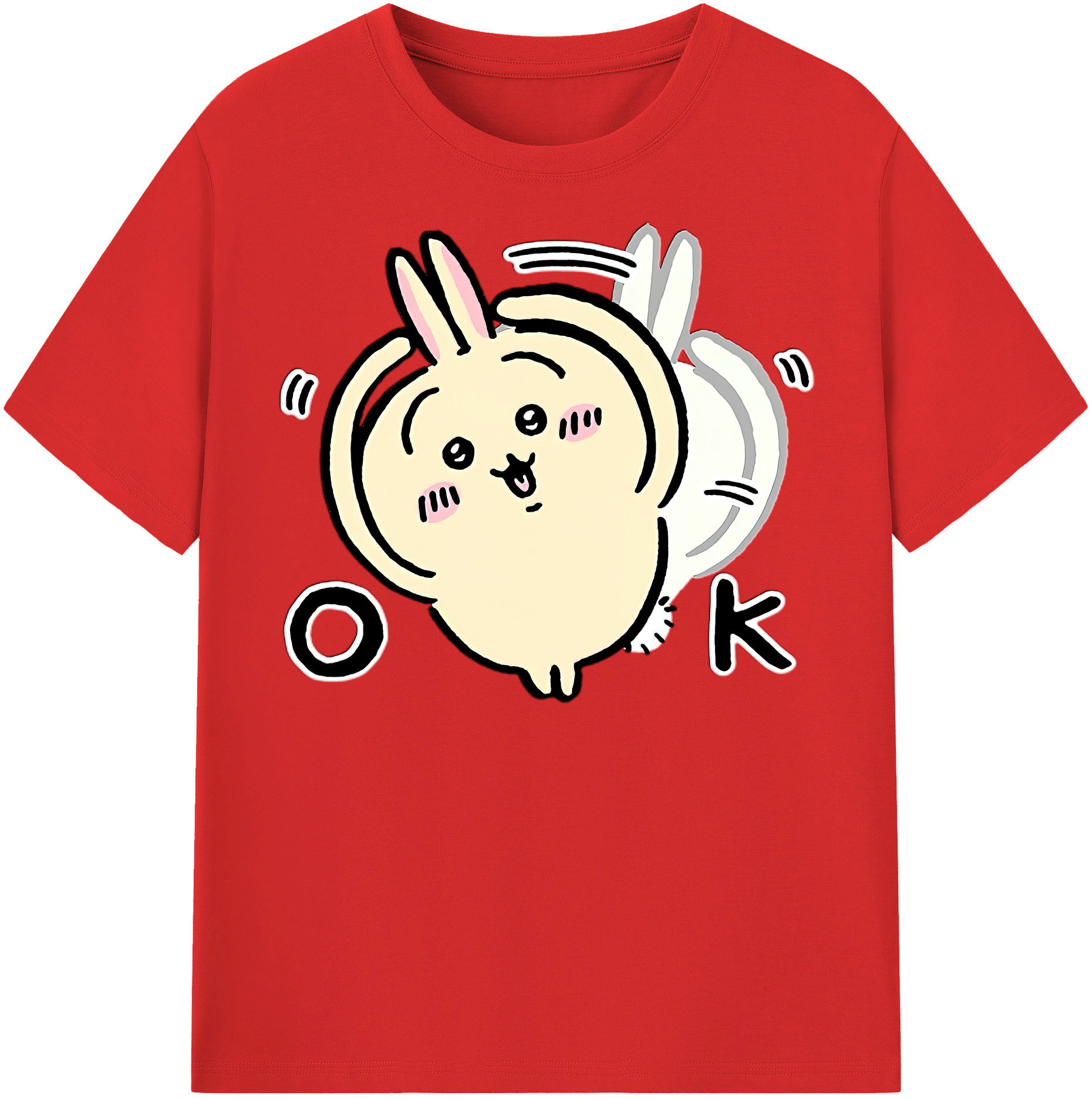 （画像用） ちいかわ うさぎ Chii-kawa usagi レディースカジュアルプリントTシャツ（綿100％）
