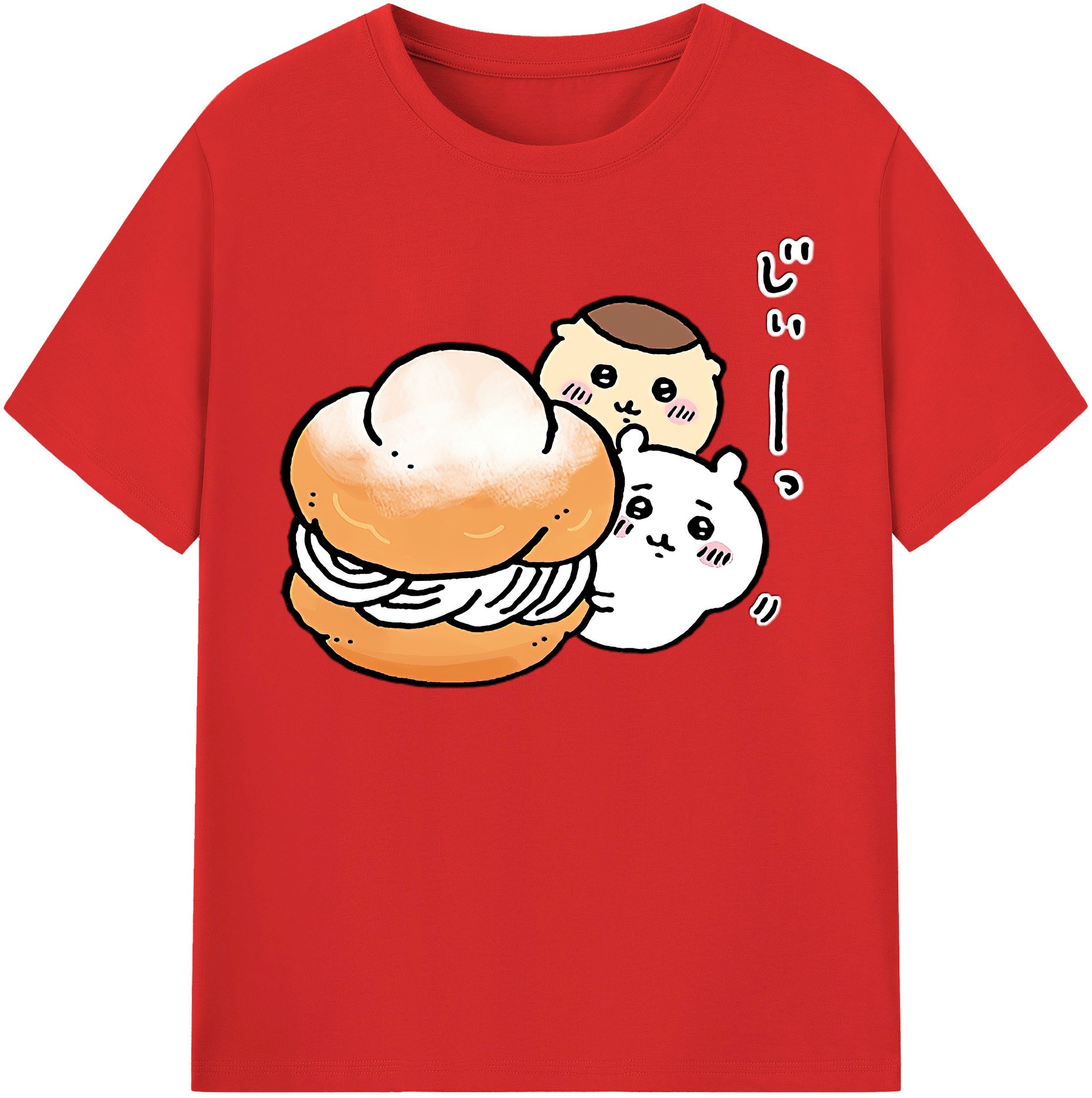（画像用） ちいかわ くりまんじゅう Chii-kawa kuri manjū レディースカジュアルプリントTシャツ（綿100％）