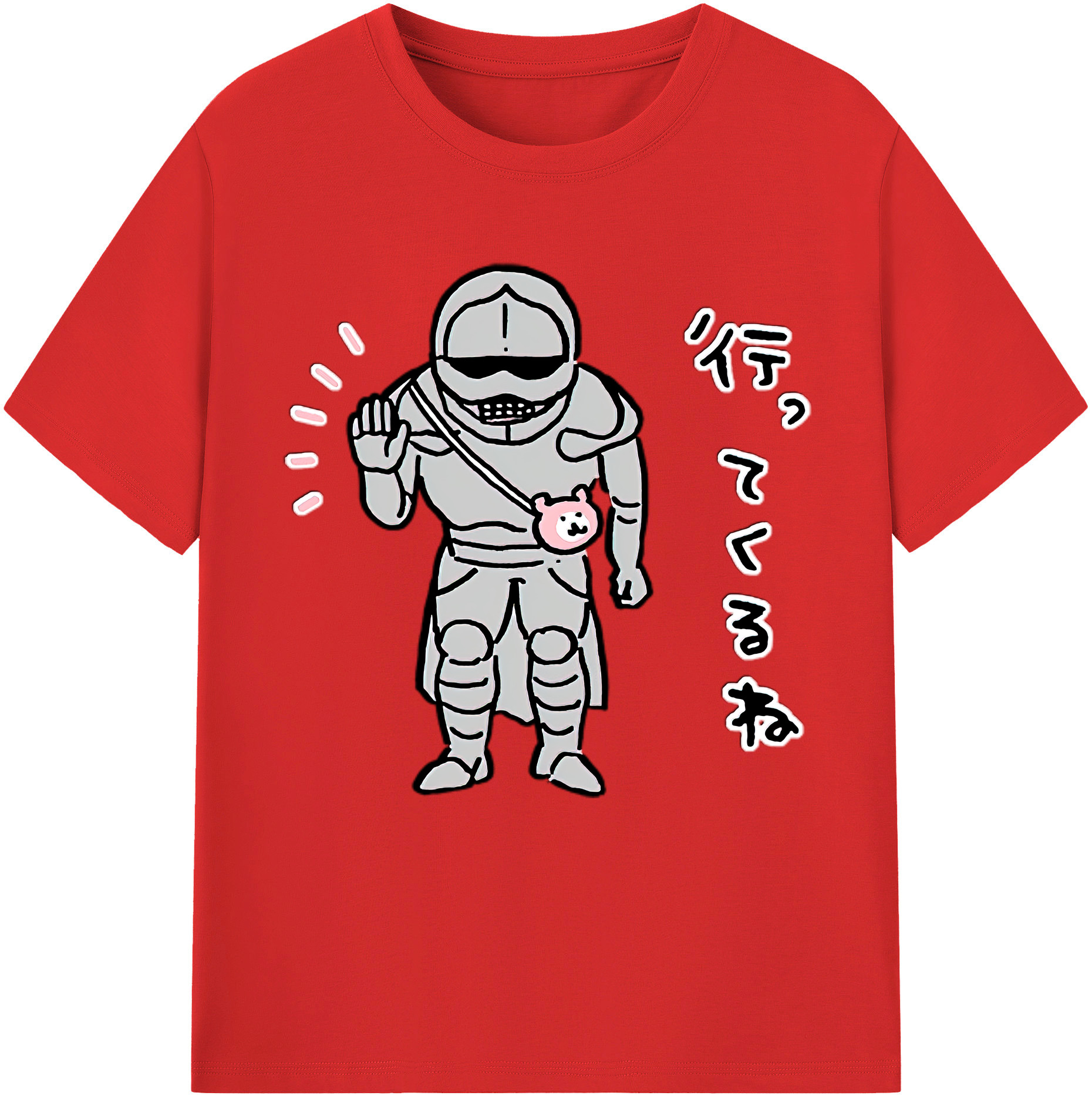 （画像用） ちいかわ 労働の鎧さん Chii-kawa Mr. Armor of Labor レディースカジュアルプリントTシャツ（綿100％）