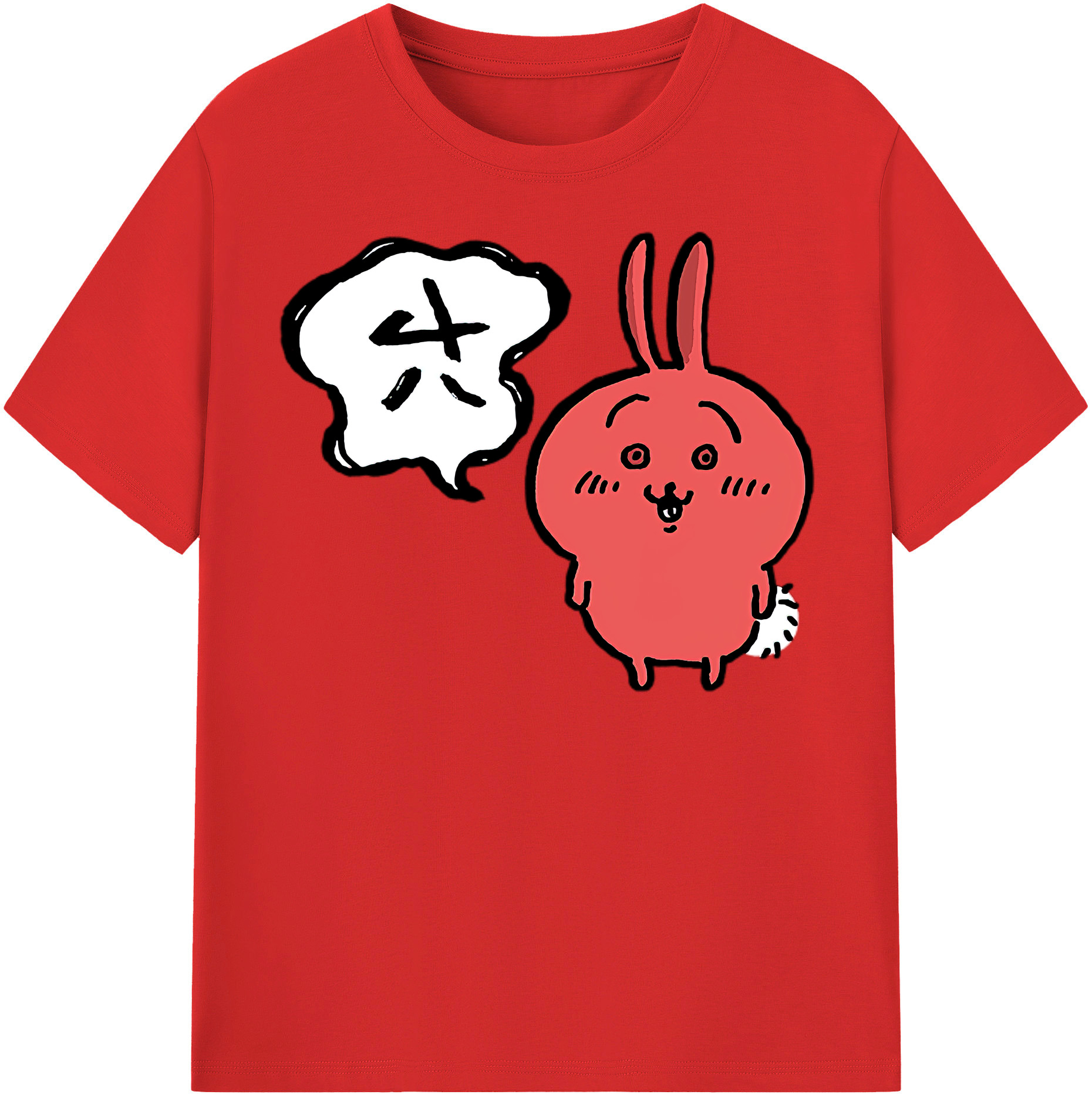 （画像用） ちいかわ ハチワレ Chii-kawa hachiware レディースカジュアルプリントTシャツ（綿100％）