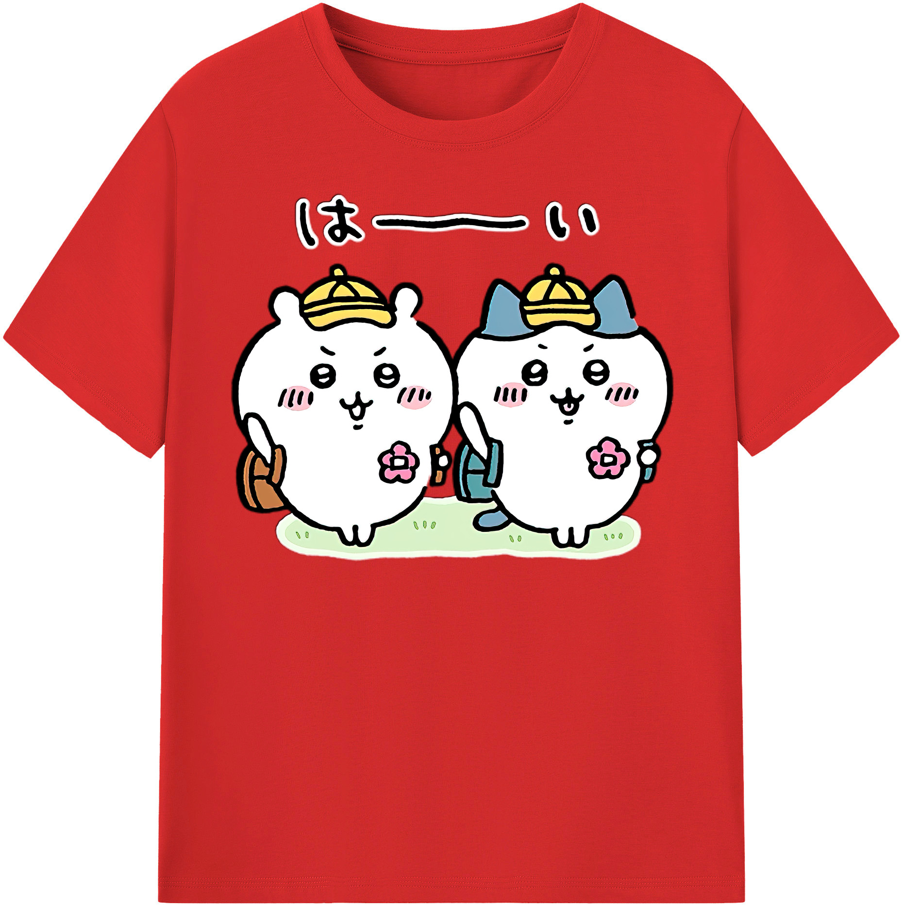 （画像用） ちいかわ ハチワレ Chii-kawa hachiware レディースカジュアルプリントTシャツ（綿100％）