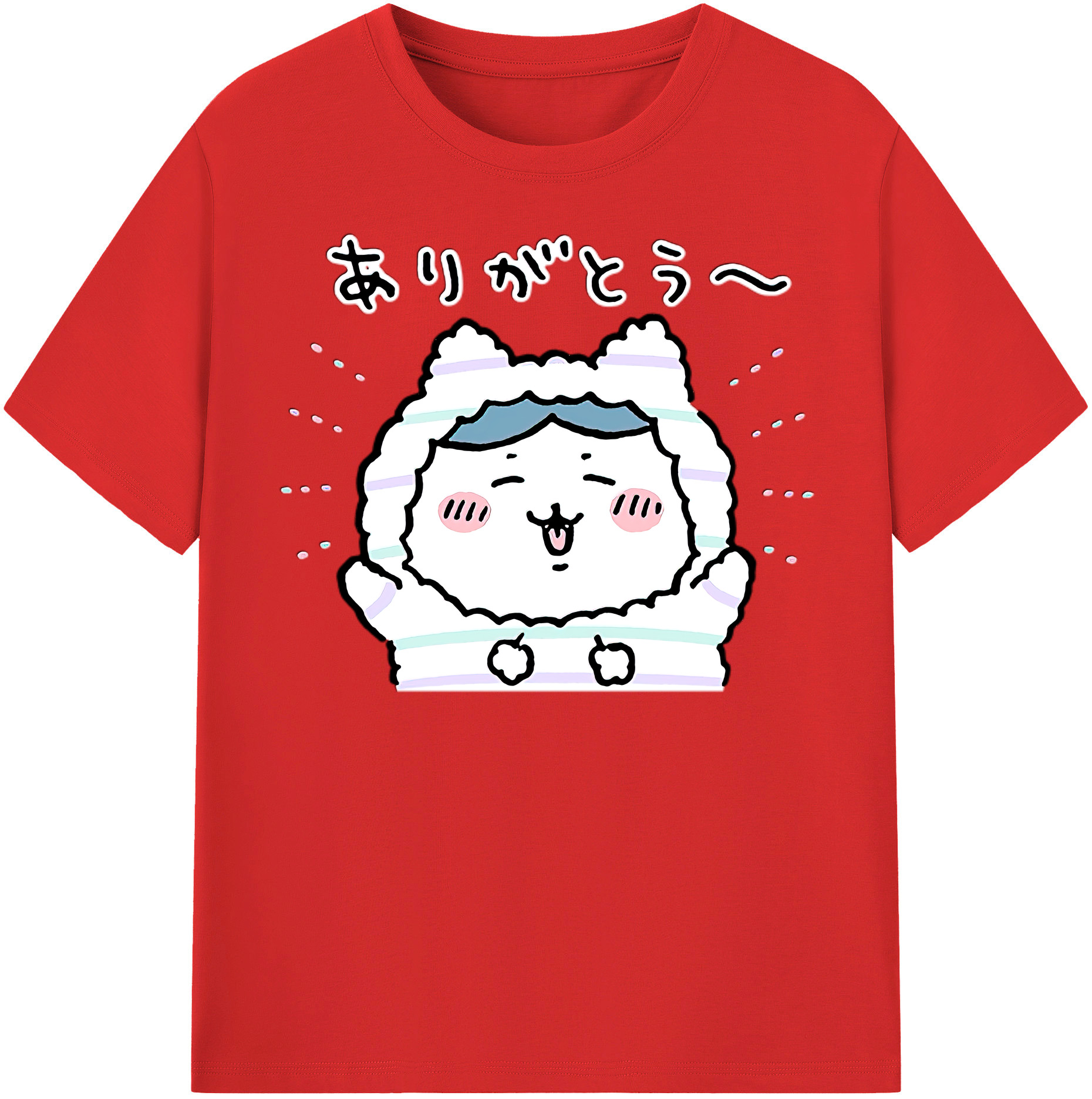 （画像用） ちいかわ ハチワレ Chii-kawa hachiware レディースカジュアルプリントTシャツ（綿100％）