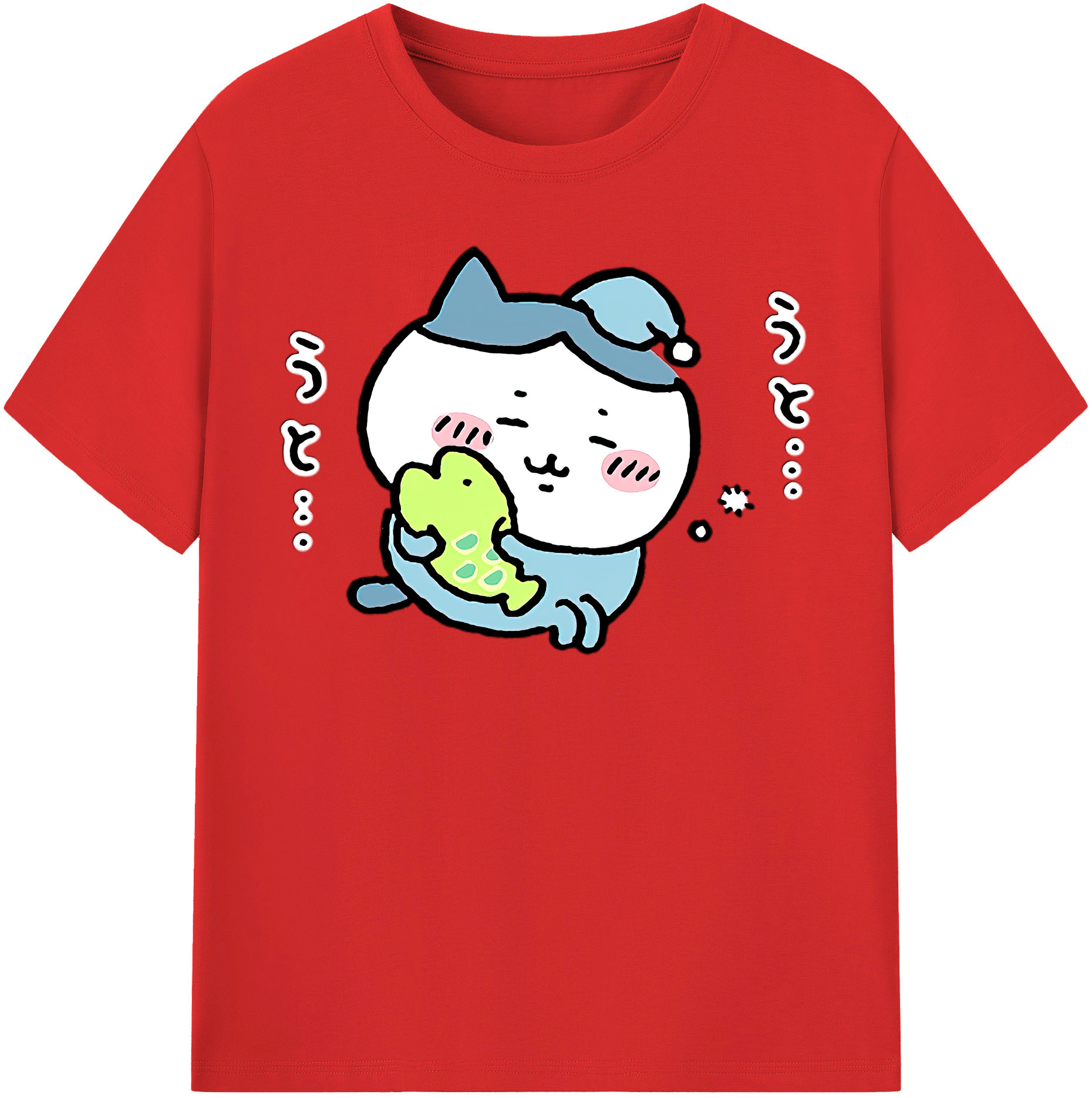 （画像用） ちいかわ ハチワレ Chii-kawa hachiware レディースカジュアルプリントTシャツ（綿100％）