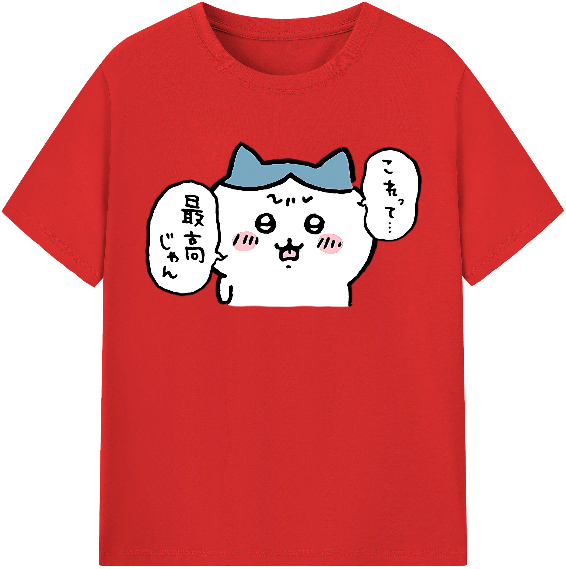 （画像用） ちいかわ ハチワレ Chii-kawa hachiware レディースカジュアルプリントTシャツ（綿100％）