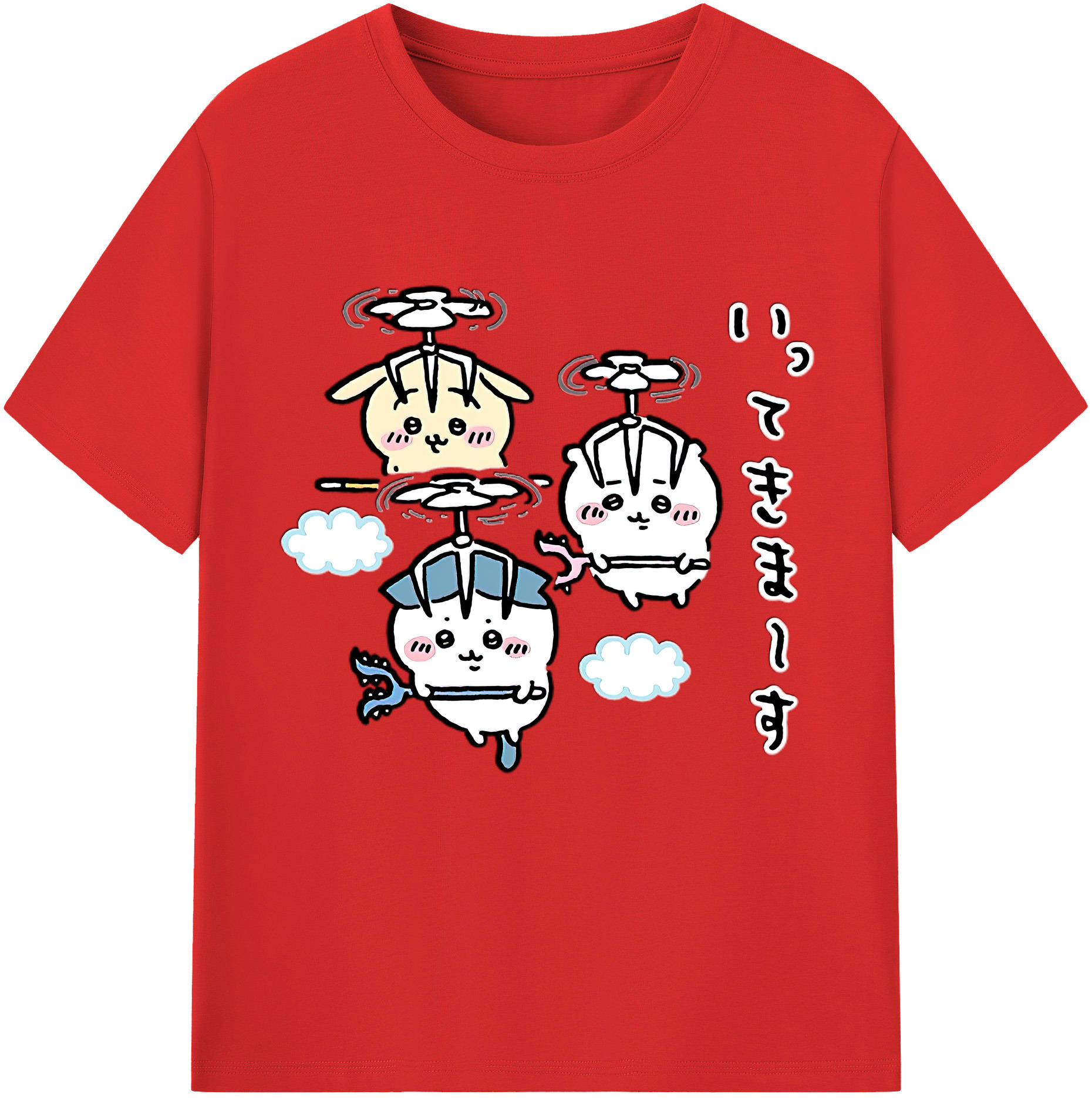 （画像用） ちいかわ ちいかわ Chii-kawa chiikawa レディースカジュアルプリントTシャツ（綿100％）