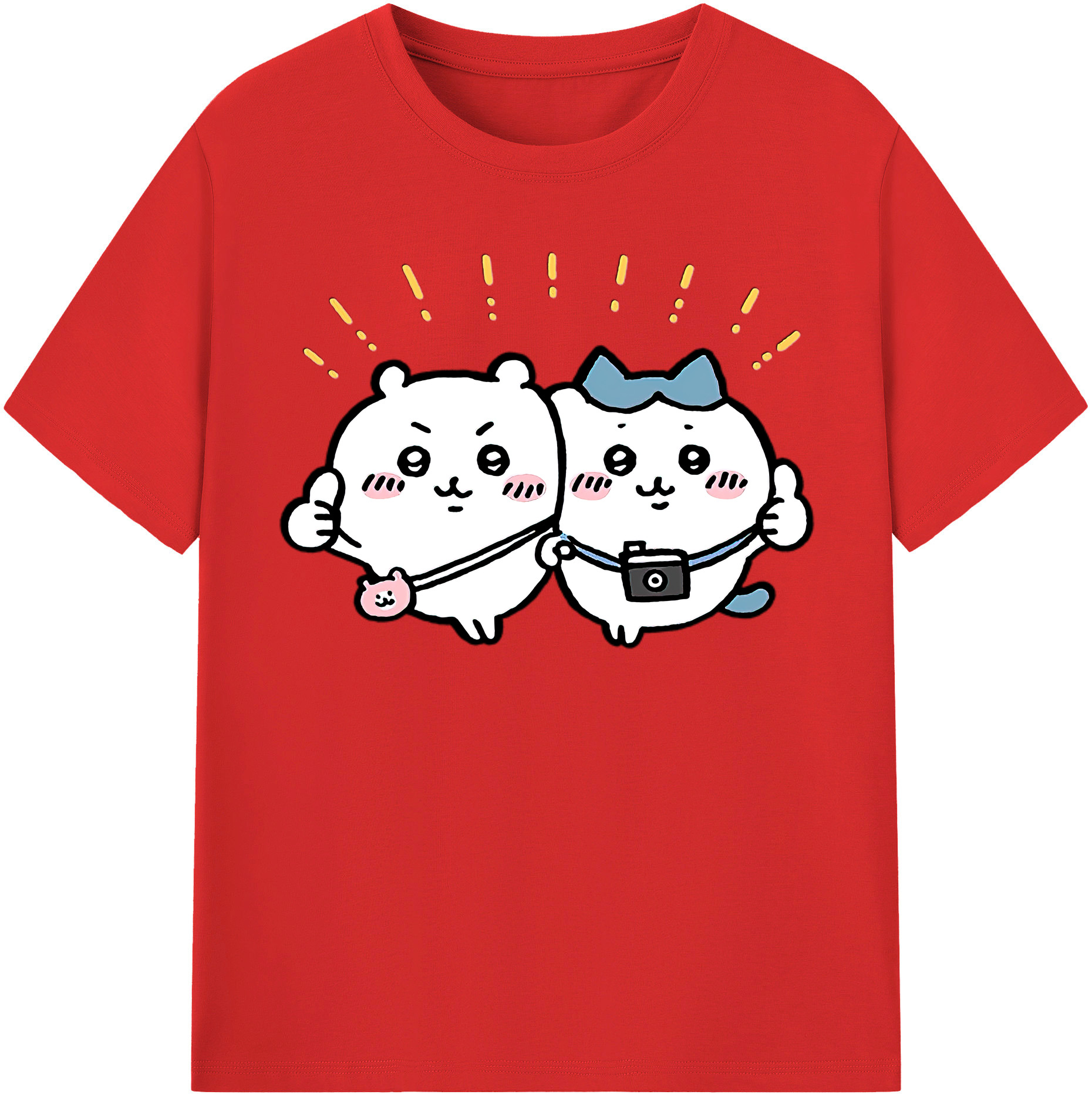 （画像用） ちいかわ ちいかわ Chii-kawa chiikawa レディースカジュアルプリントTシャツ（綿100％）