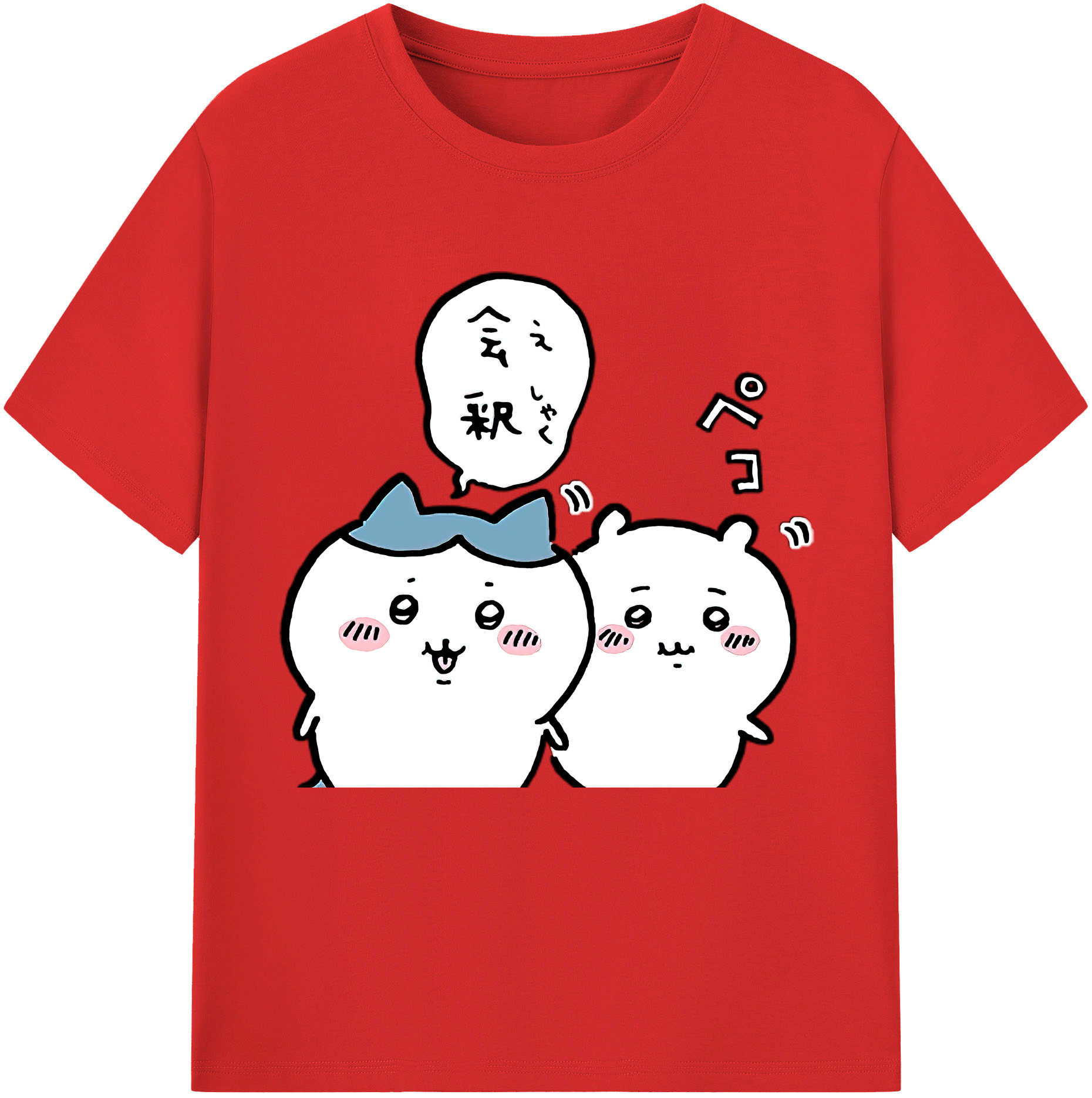 （画像用） ちいかわ ハチワレ Chii-kawa hachiware レディースカジュアルプリントTシャツ（綿100％）