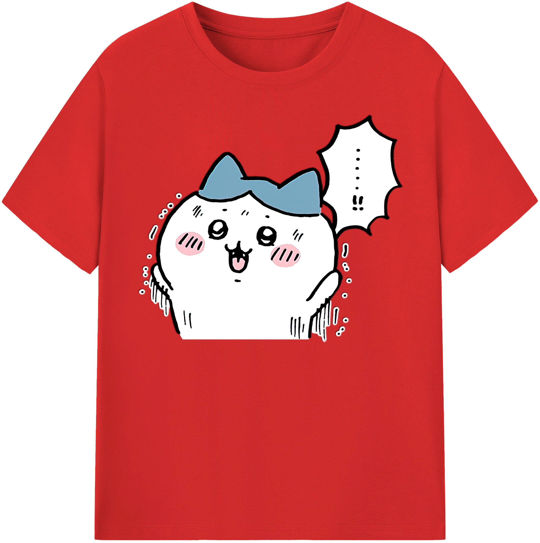 （画像用） ちいかわ ハチワレ Chii-kawa hachiware レディースカジュアルプリントTシャツ（綿100％）
