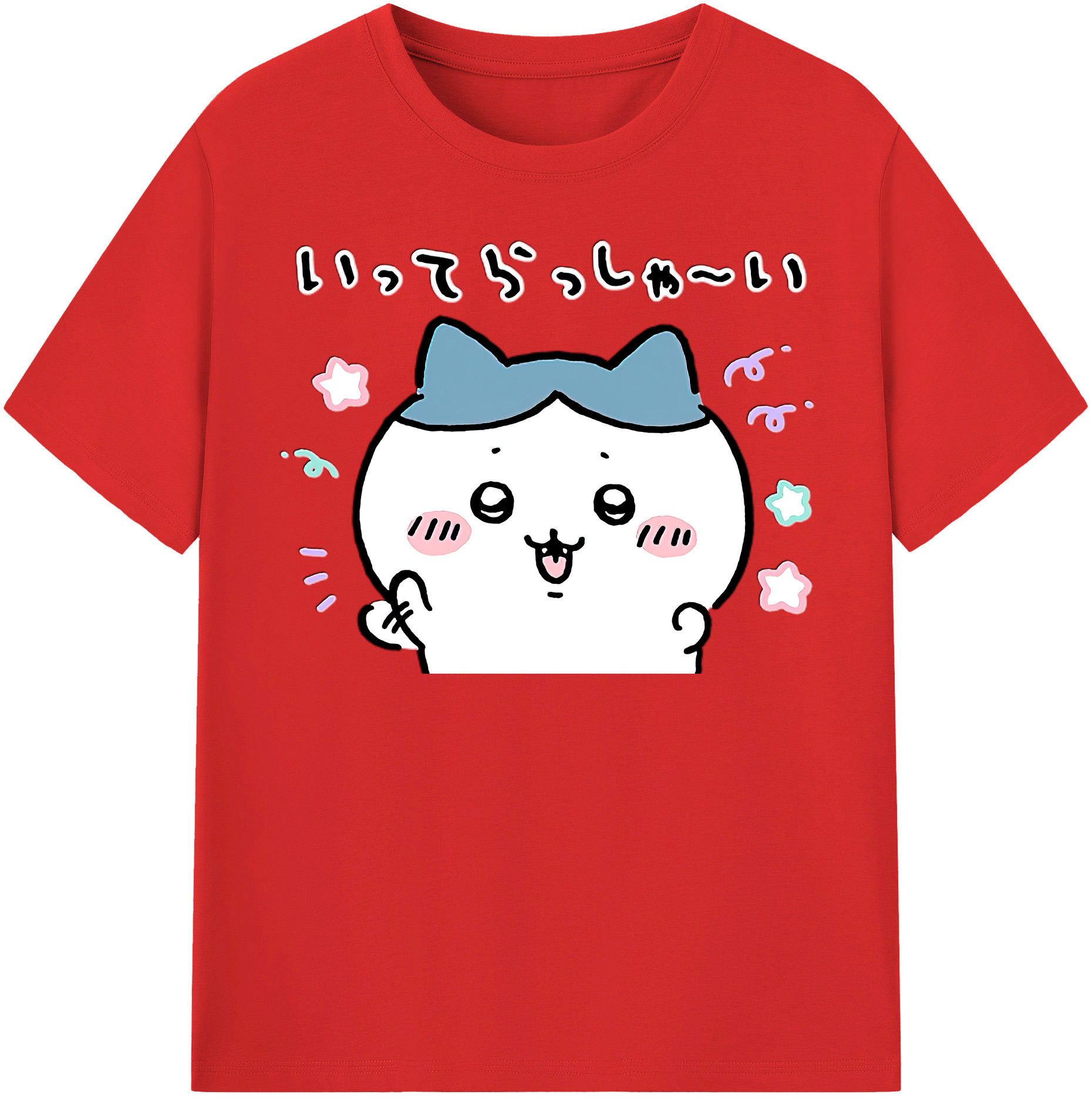 （画像用） ちいかわ ハチワレ Chii-kawa hachiware レディースカジュアルプリントTシャツ（綿100％）
