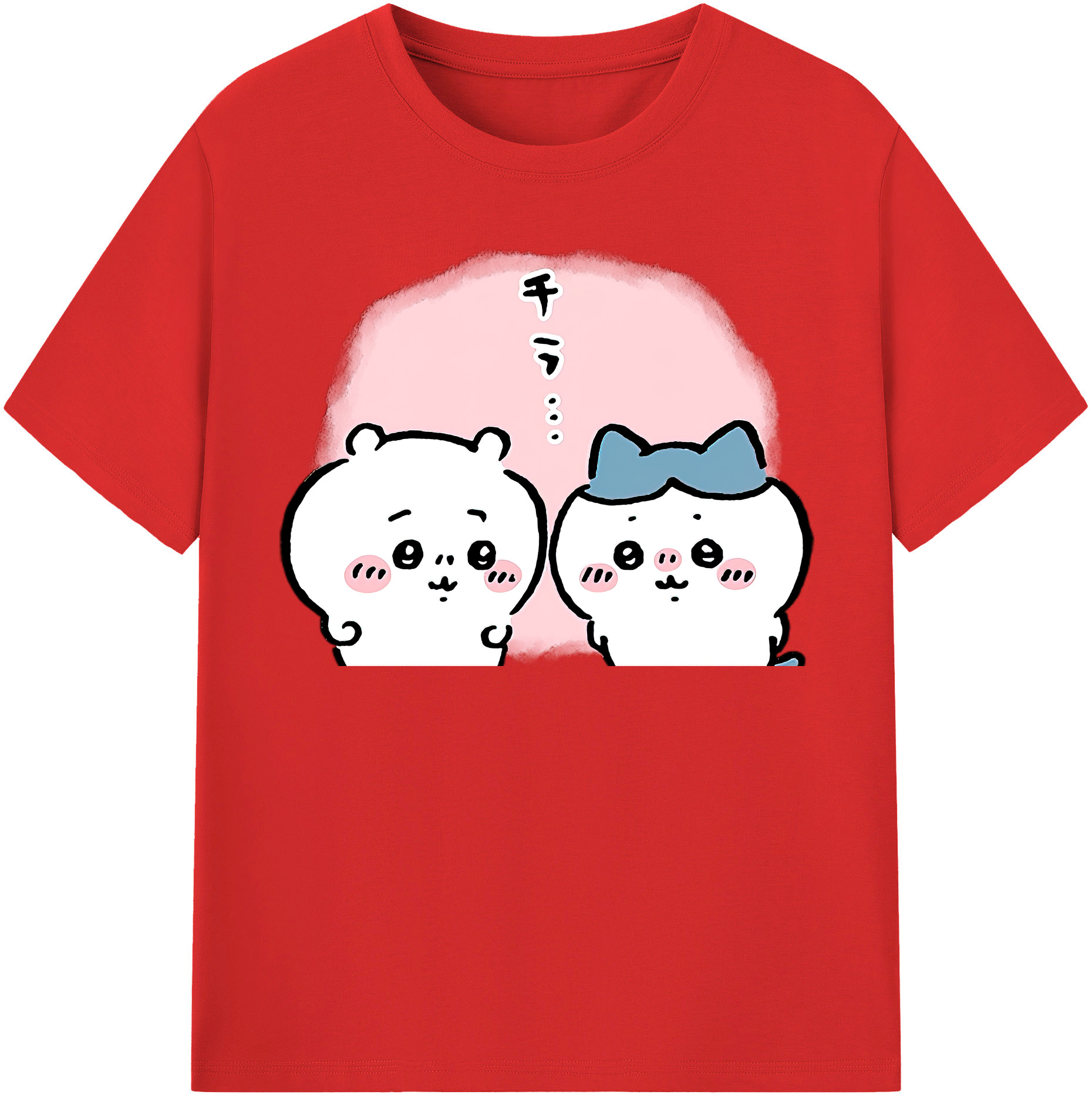 （画像用） ちいかわ ハチワレ Chii-kawa hachiware レディースカジュアルプリントTシャツ（綿100％）