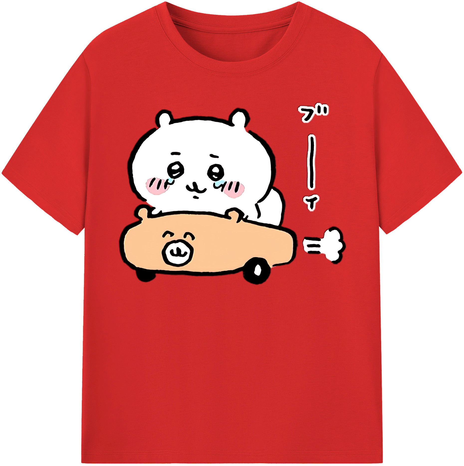 （画像用） ちいかわ ちいかわ Chii-kawa chiikawa レディースカジュアルプリントTシャツ（綿100％）