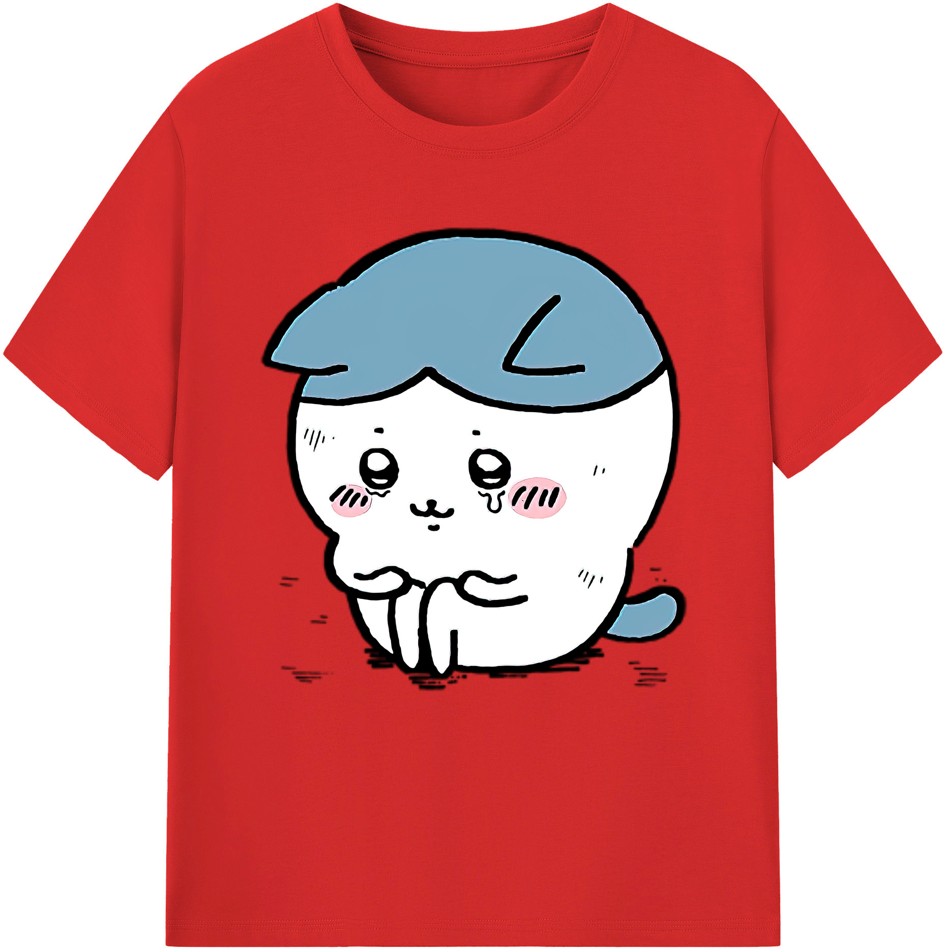 （画像用） ちいかわ ハチワレ Chii-kawa hachiware レディースカジュアルプリントTシャツ（綿100％）