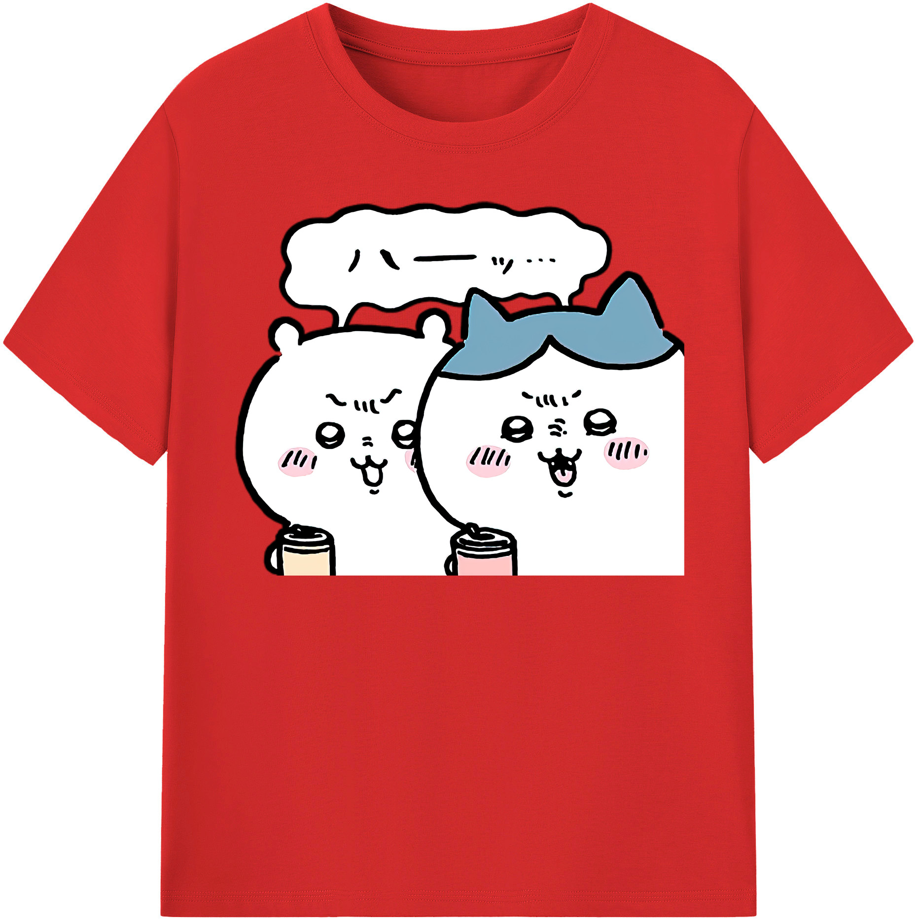 （画像用） ちいかわ ハチワレ Chii-kawa hachiware レディースカジュアルプリントTシャツ（綿100％）