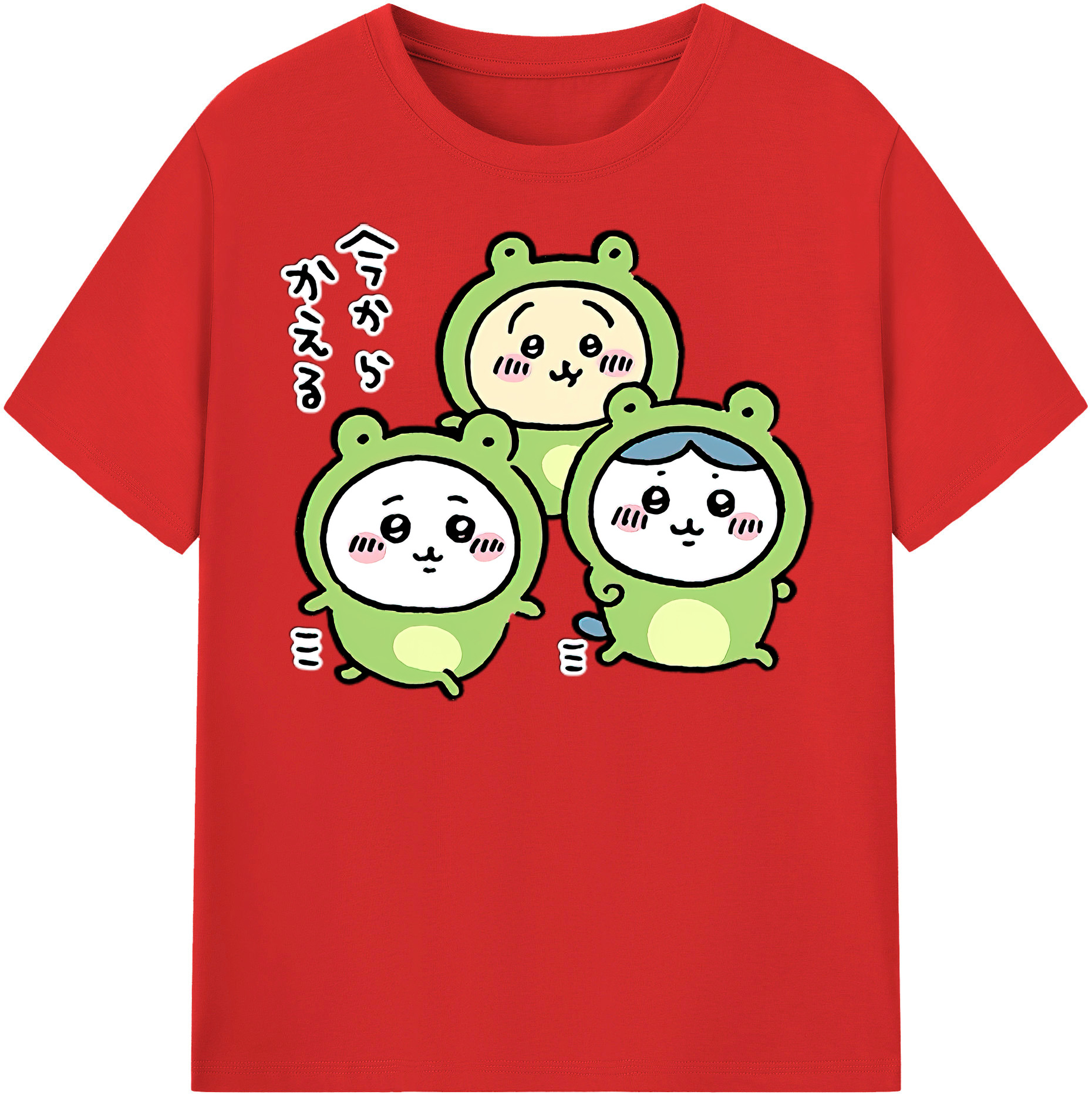 （画像用） ちいかわ ハチワレ Chii-kawa hachiware レディースカジュアルプリントTシャツ（綿100％）
