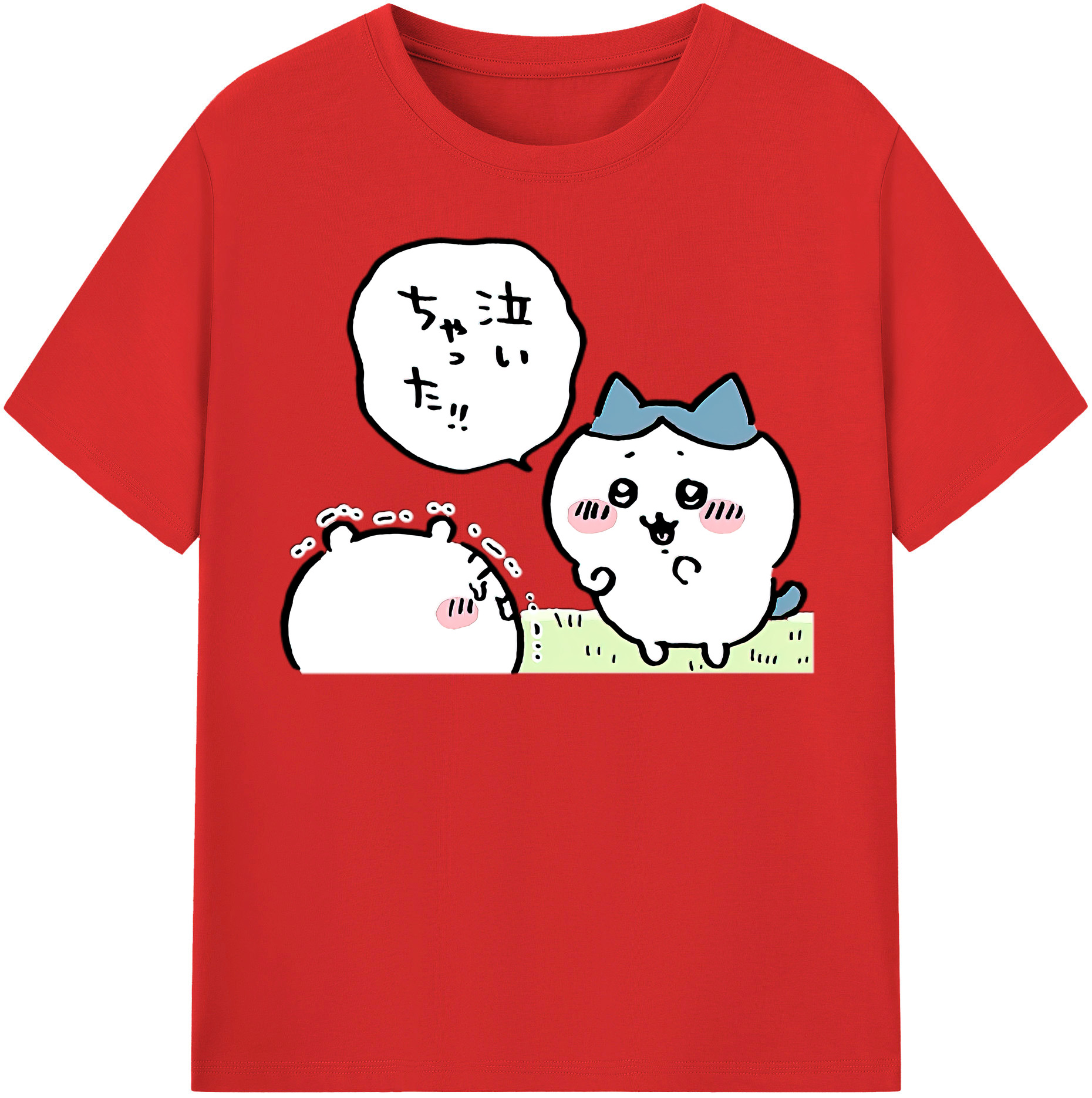 （画像用） ちいかわ ハチワレ Chii-kawa hachiware レディースカジュアルプリントTシャツ（綿100％）