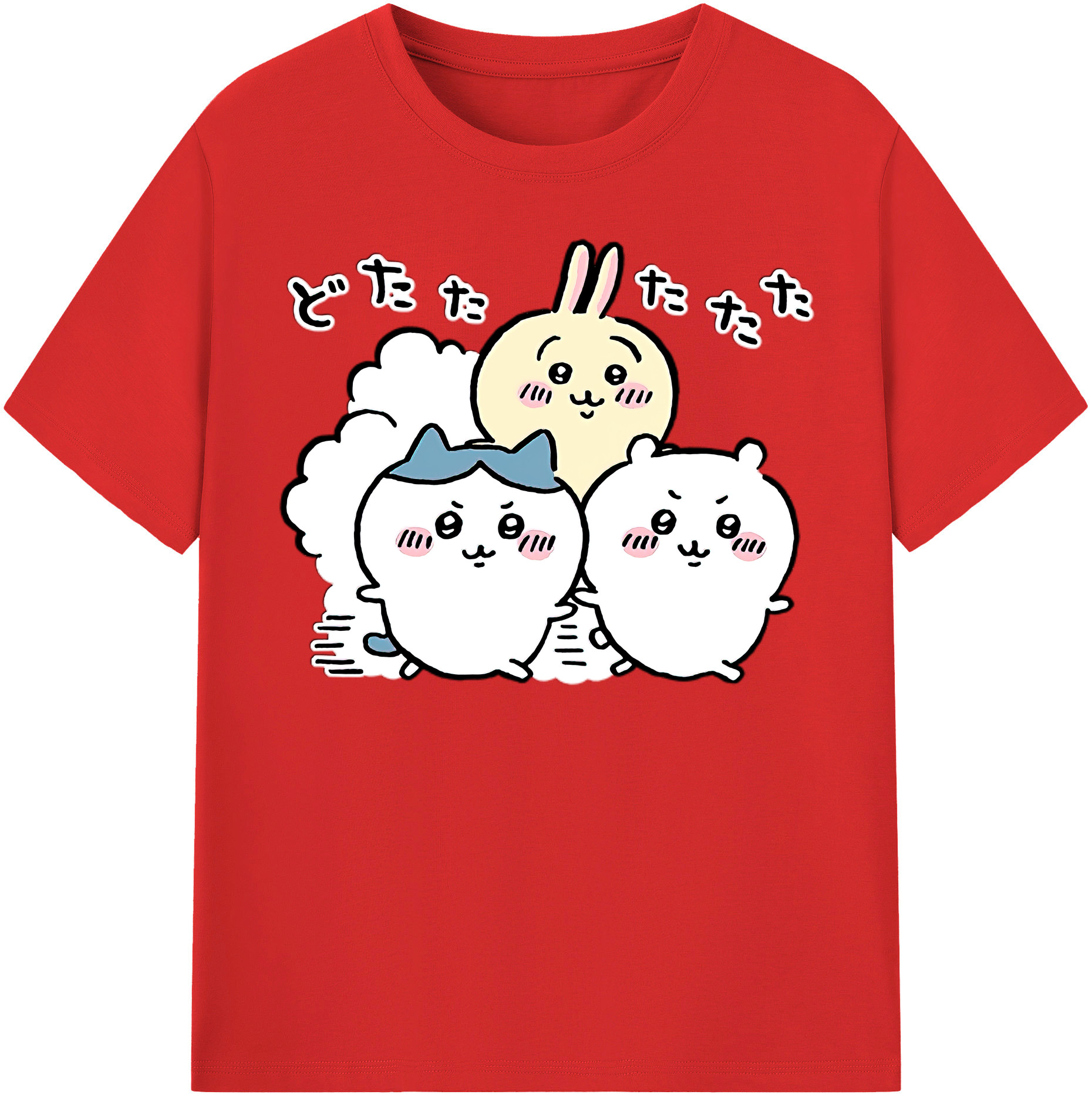 （画像用） ちいかわ ハチワレ Chii-kawa hachiware レディースカジュアルプリントTシャツ（綿100％）