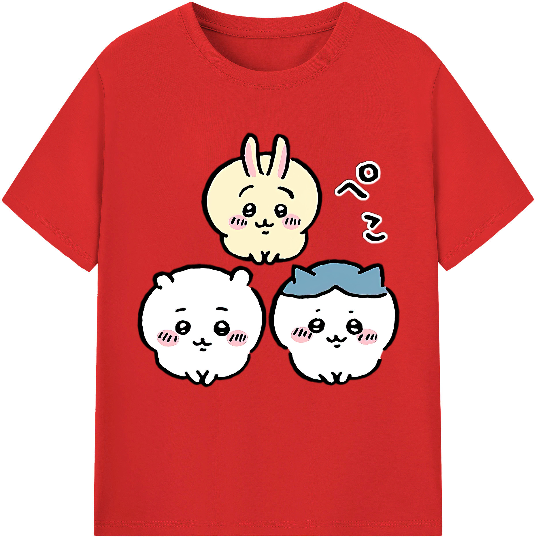 （画像用） ちいかわ うさぎ Chii-kawa usagi レディースカジュアルプリントTシャツ（綿100％）