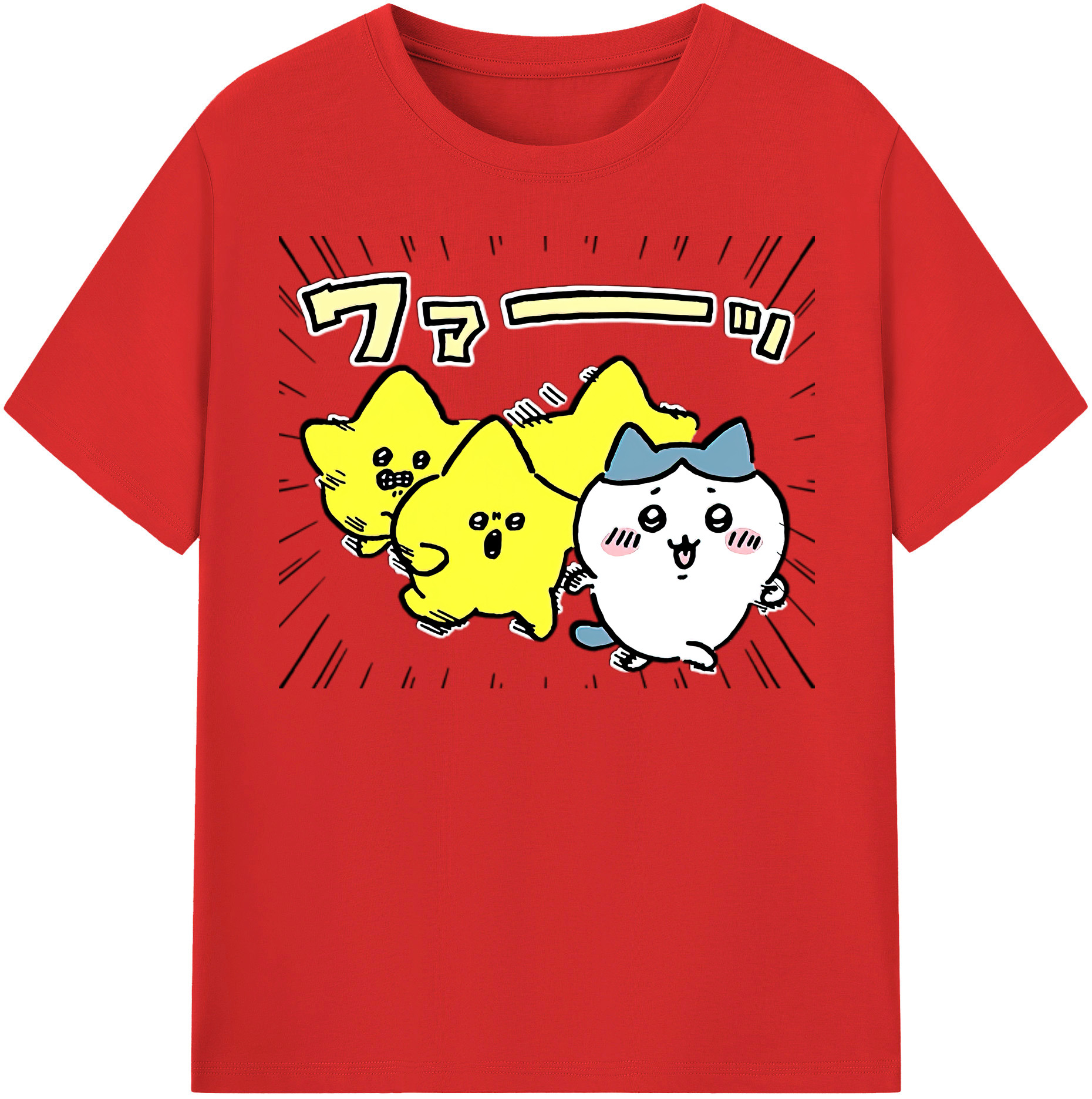 （画像用） ちいかわ 流れ星 Chii-kawa Shooting star レディースカジュアルプリントTシャツ（綿100％）