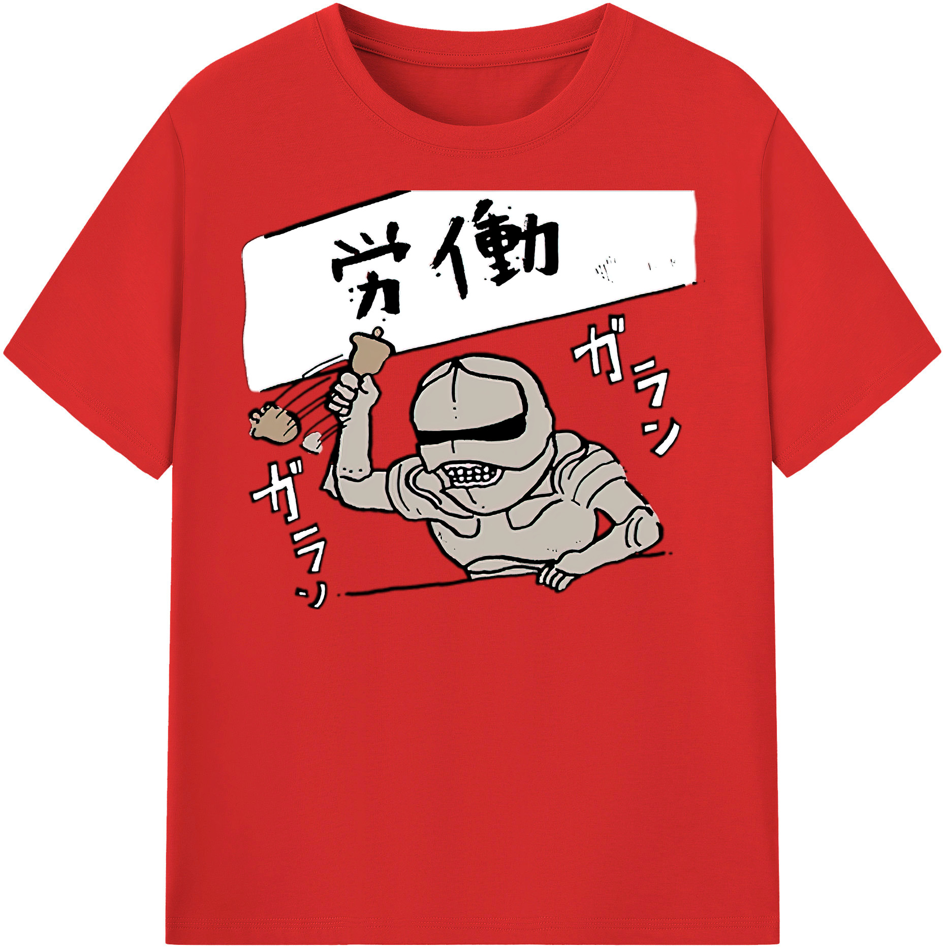 （画像用） ちいかわ 労働の鎧さん Chii-kawa Mr. Armor of Labor レディースカジュアルプリントTシャツ（綿100％）