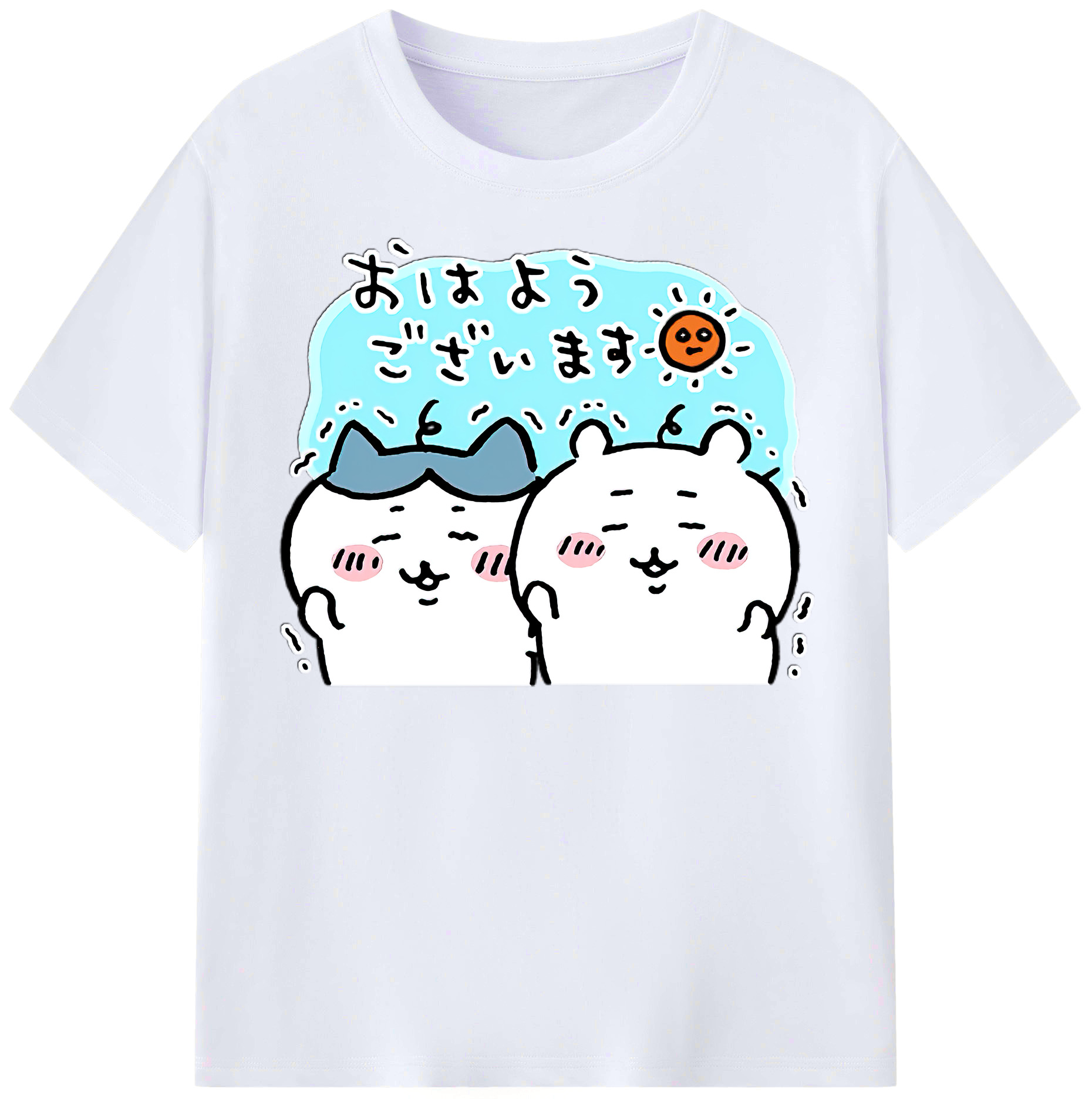 （画像用） ちいかわ ハチワレ Chii-kawa hachiware レディースカジュアルプリントTシャツ（綿100％）