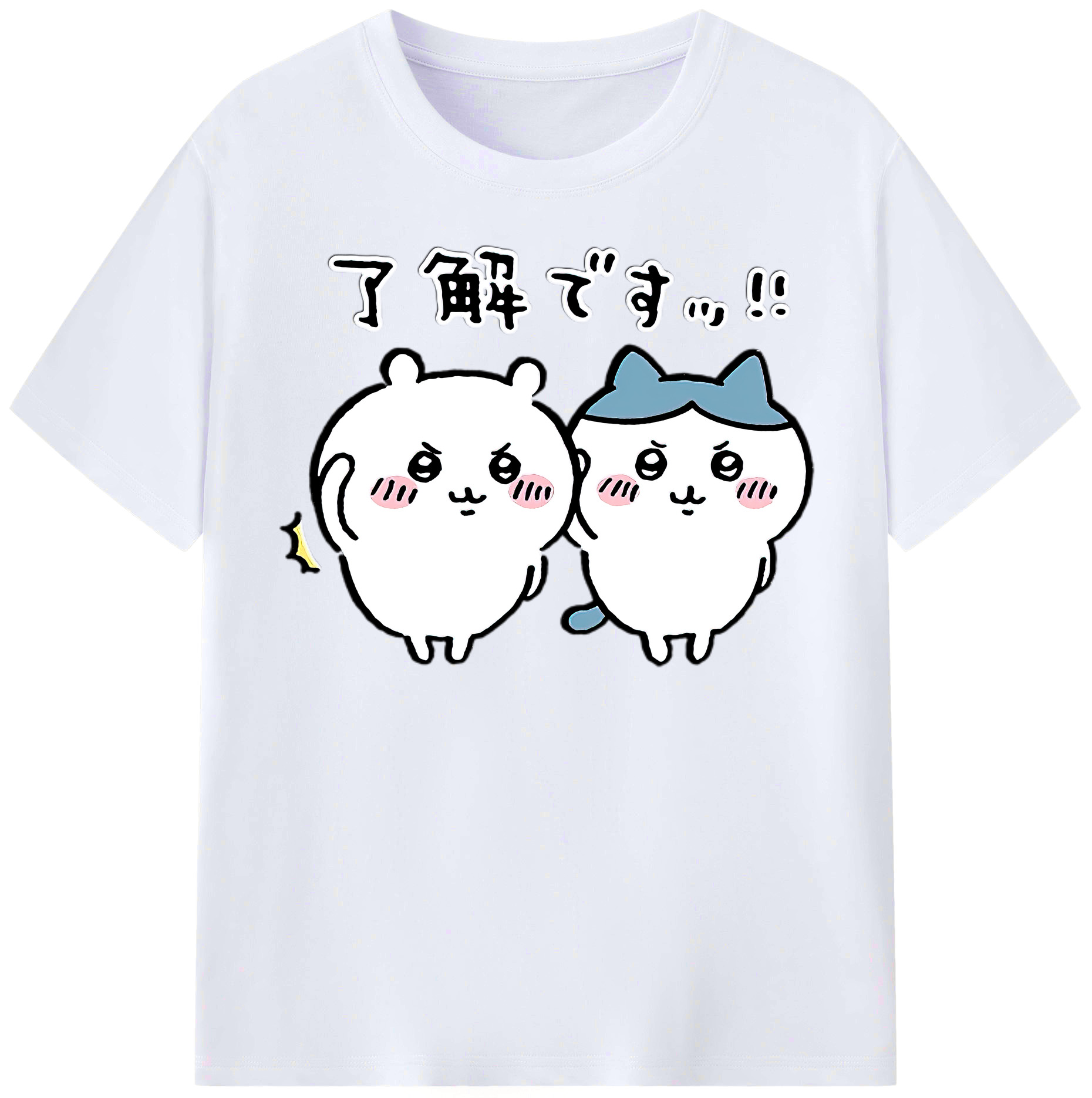 （画像用） ちいかわ ハチワレ Chii-kawa hachiware レディースカジュアルプリントTシャツ（綿100％）