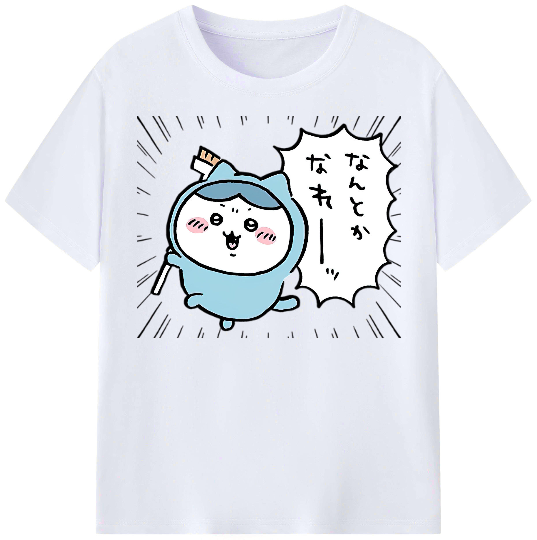 （画像用） ちいかわ ハチワレ Chii-kawa hachiware レディースカジュアルプリントTシャツ（綿100％）