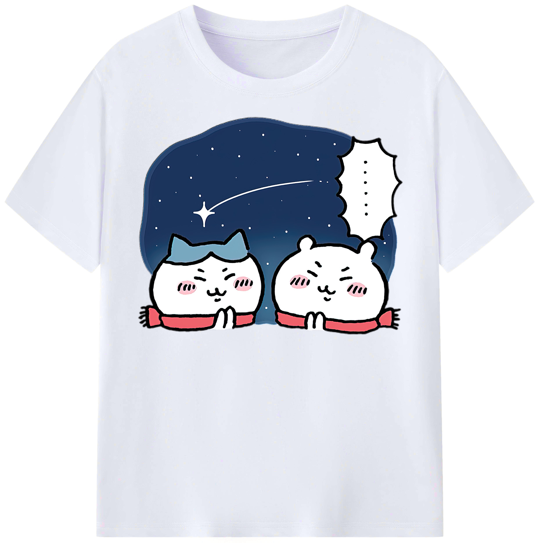 （画像用） ちいかわ ハチワレ Chii-kawa hachiware レディースカジュアルプリントTシャツ（綿100％）