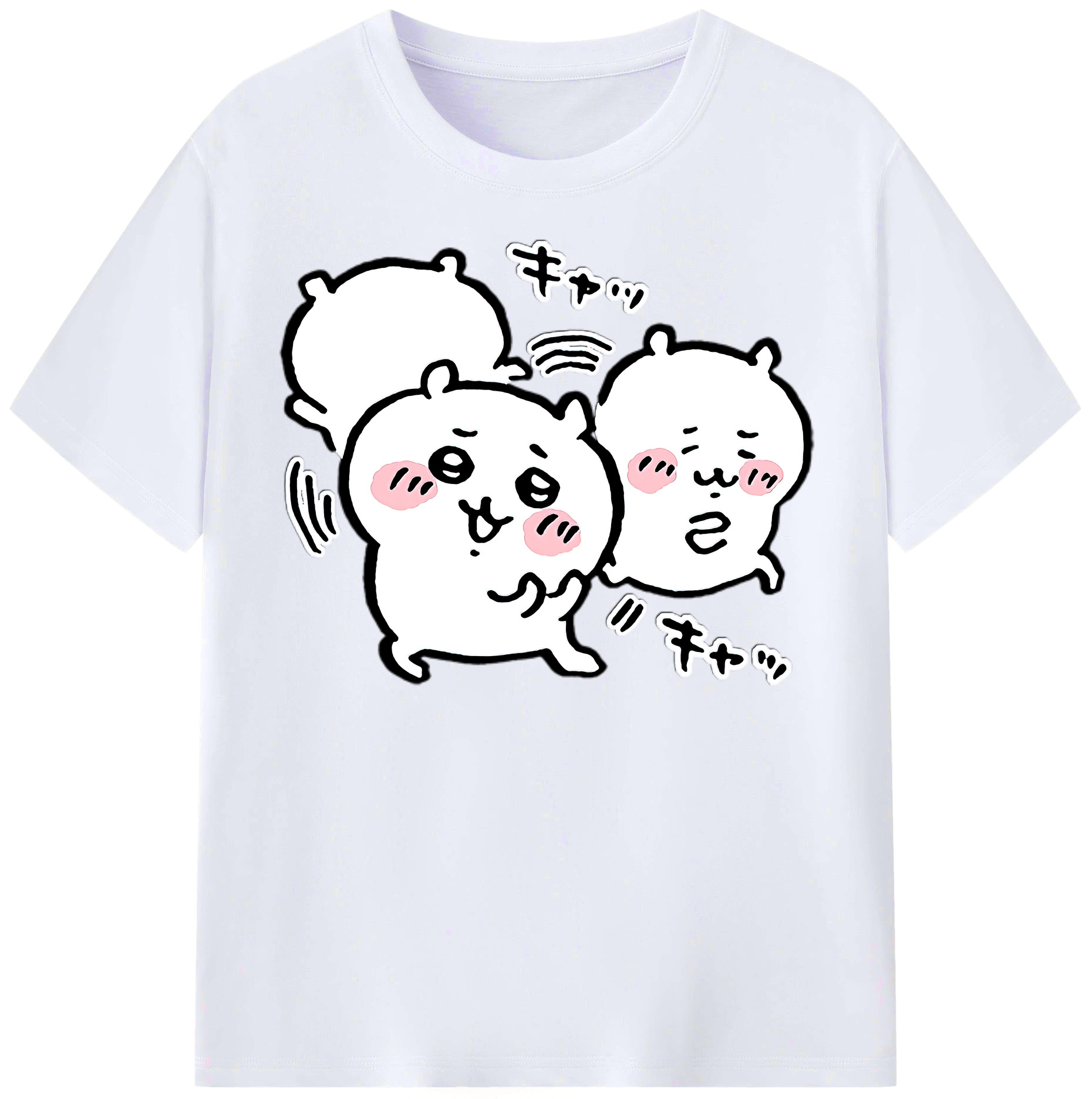 （画像用） ちいかわ ちいかわ Chii-kawa chiikawa レディースカジュアルプリントTシャツ（綿100％）