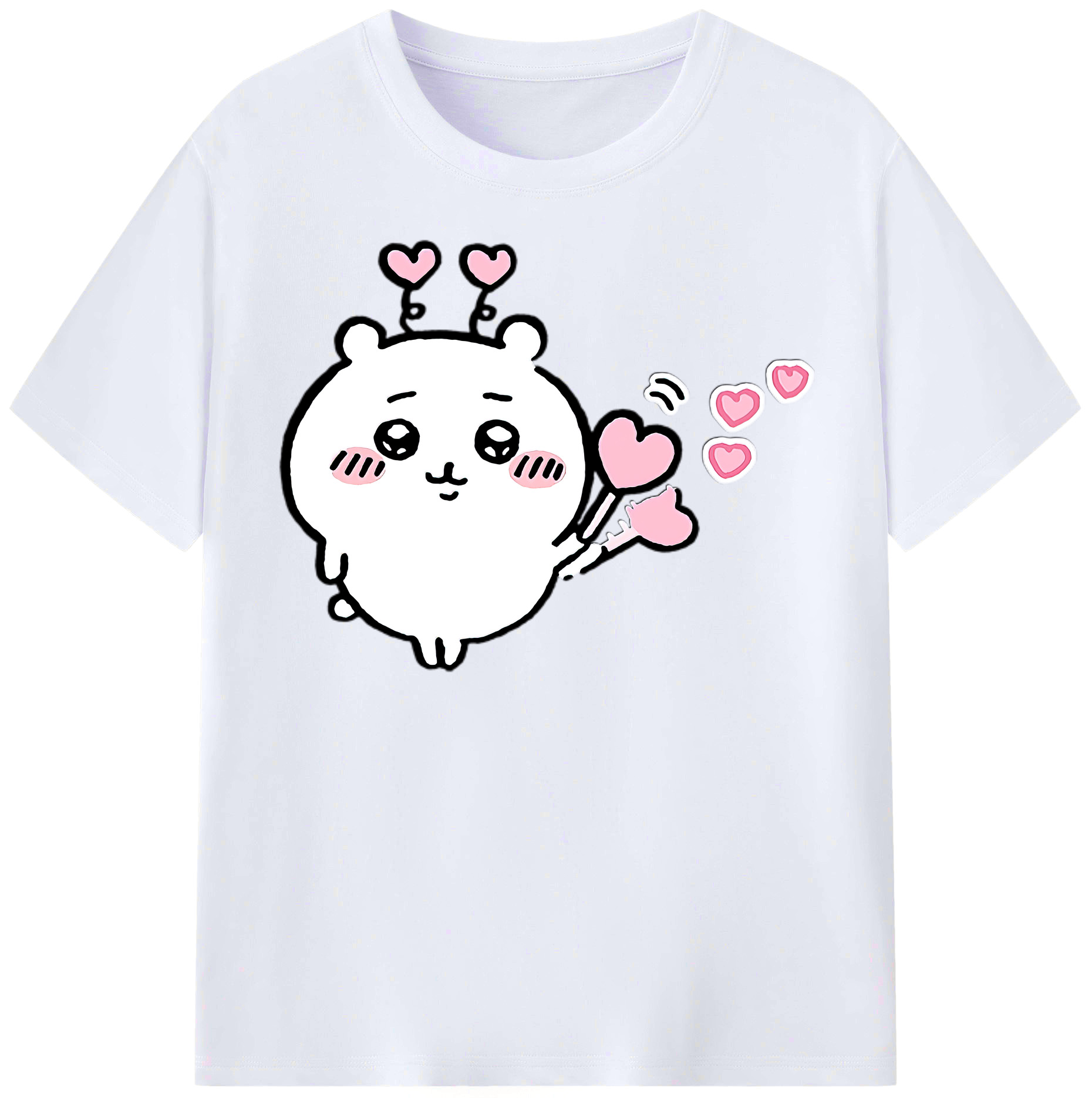（画像用） ちいかわ ちいかわ Chii-kawa chiikawa レディースカジュアルプリントTシャツ（綿100％）
