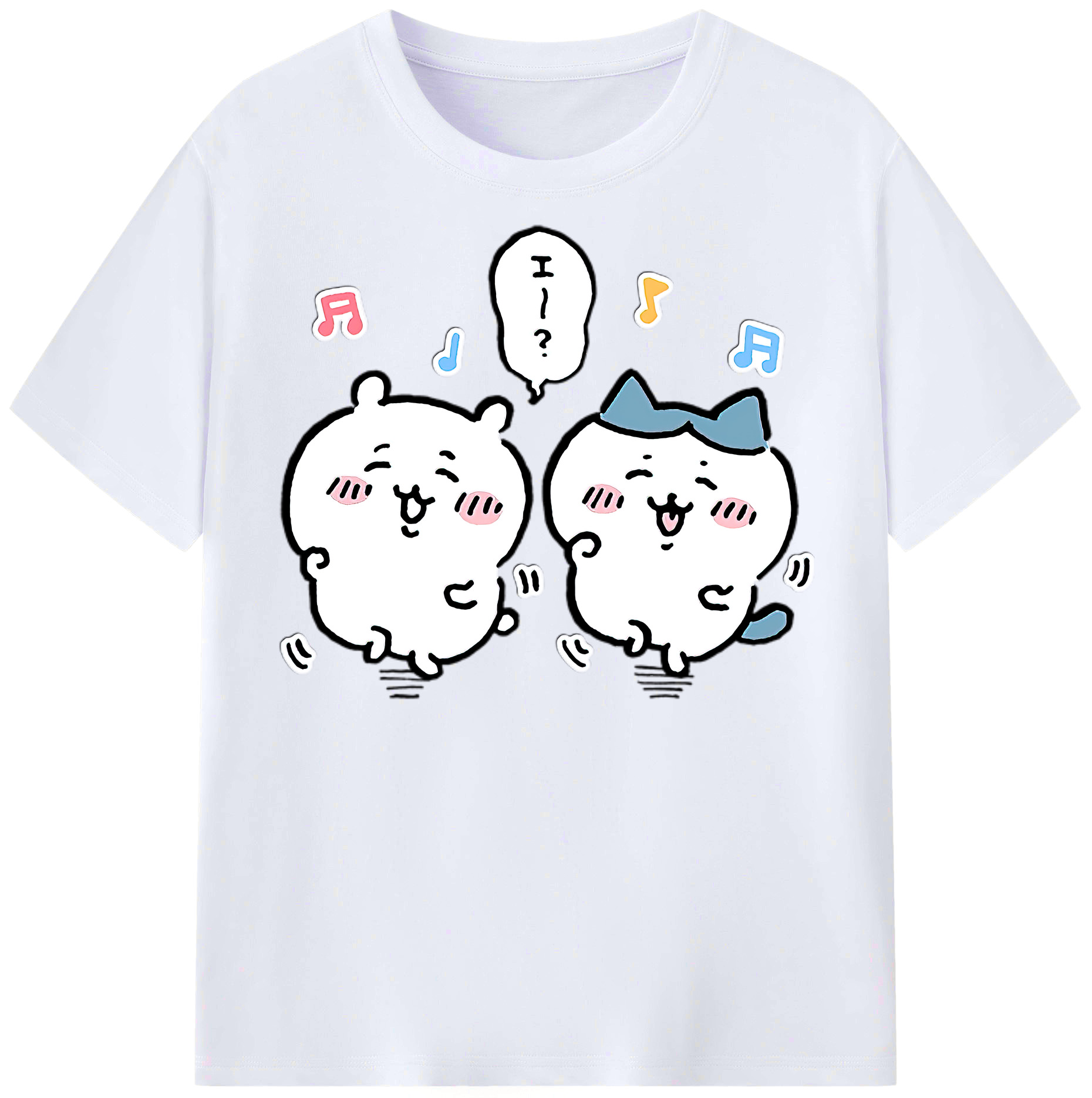 （画像用） ちいかわ ハチワレ Chii-kawa hachiware レディースカジュアルプリントTシャツ（綿100％）