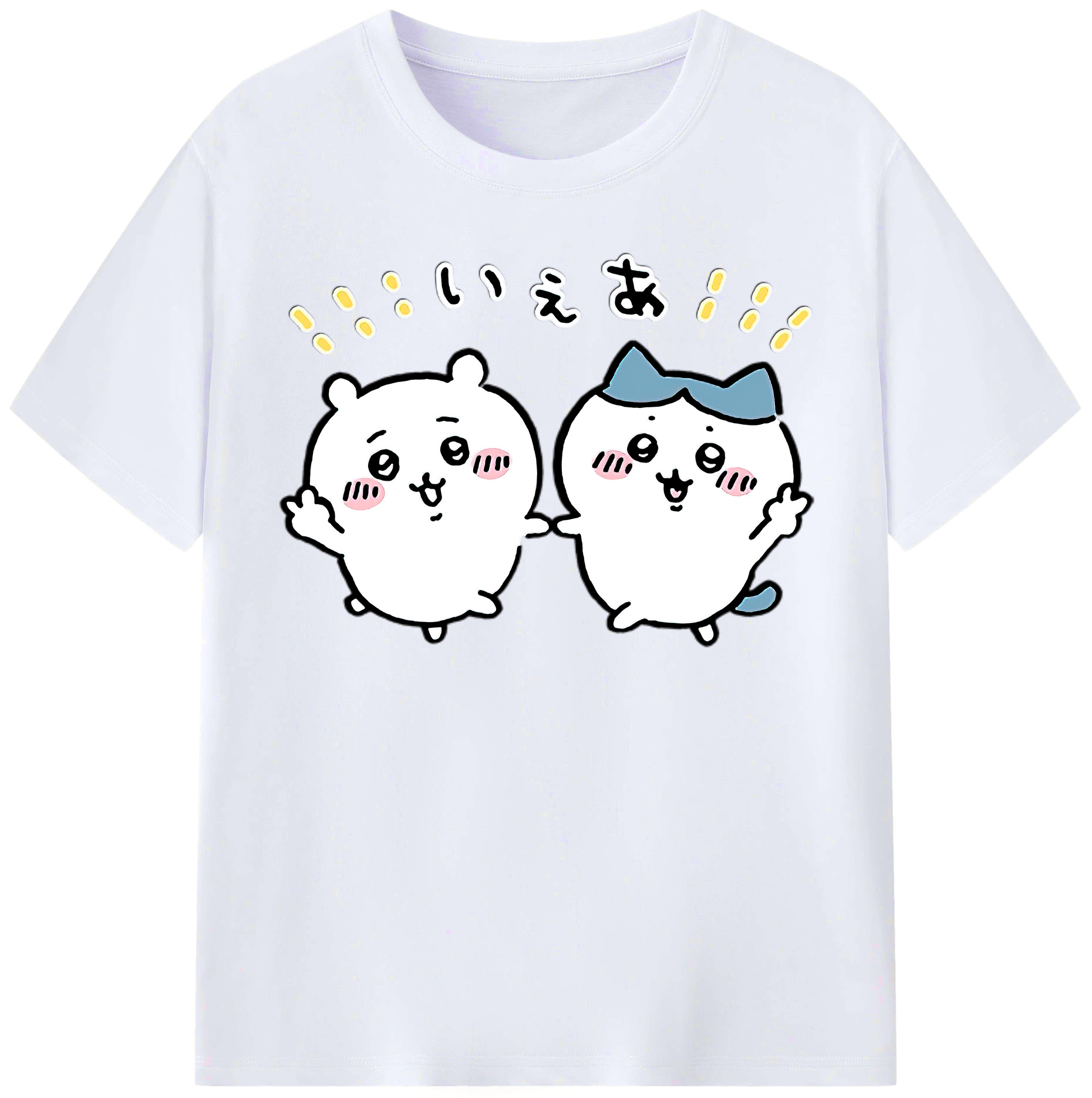 （画像用） ちいかわ ハチワレ Chii-kawa hachiware レディースカジュアルプリントTシャツ（綿100％）