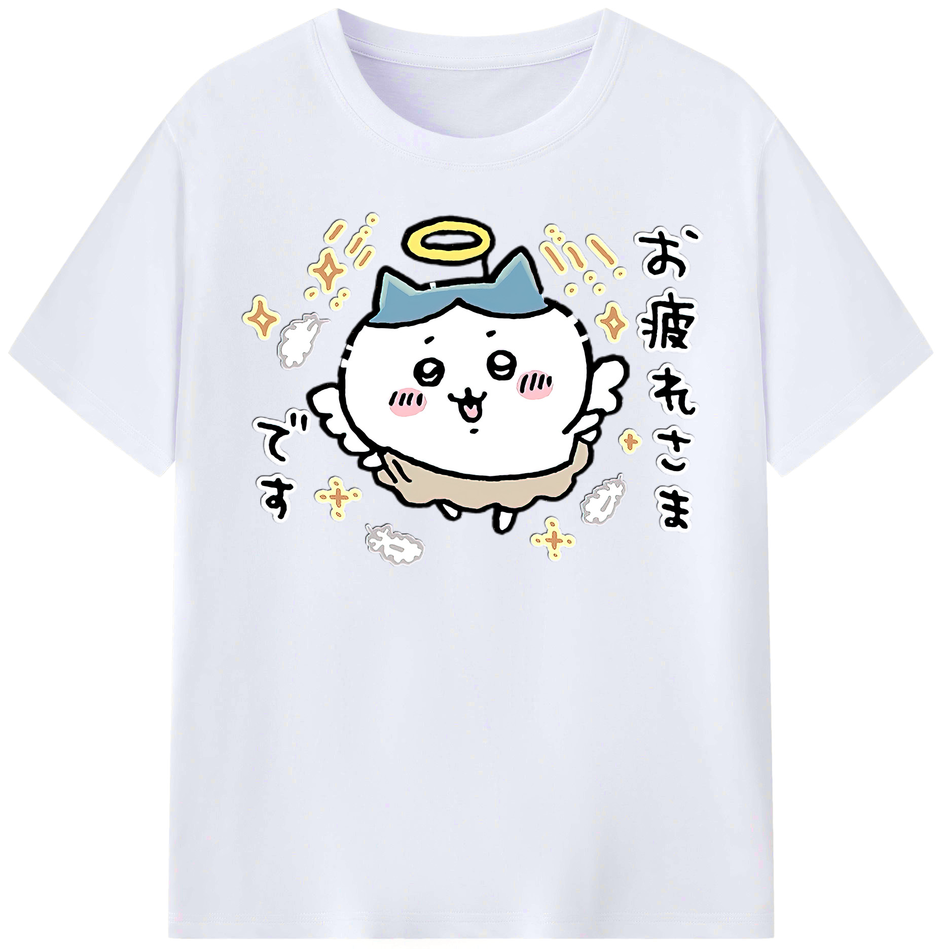 （画像用） ちいかわ ハチワレ Chii-kawa hachiware レディースカジュアルプリントTシャツ（綿100％）