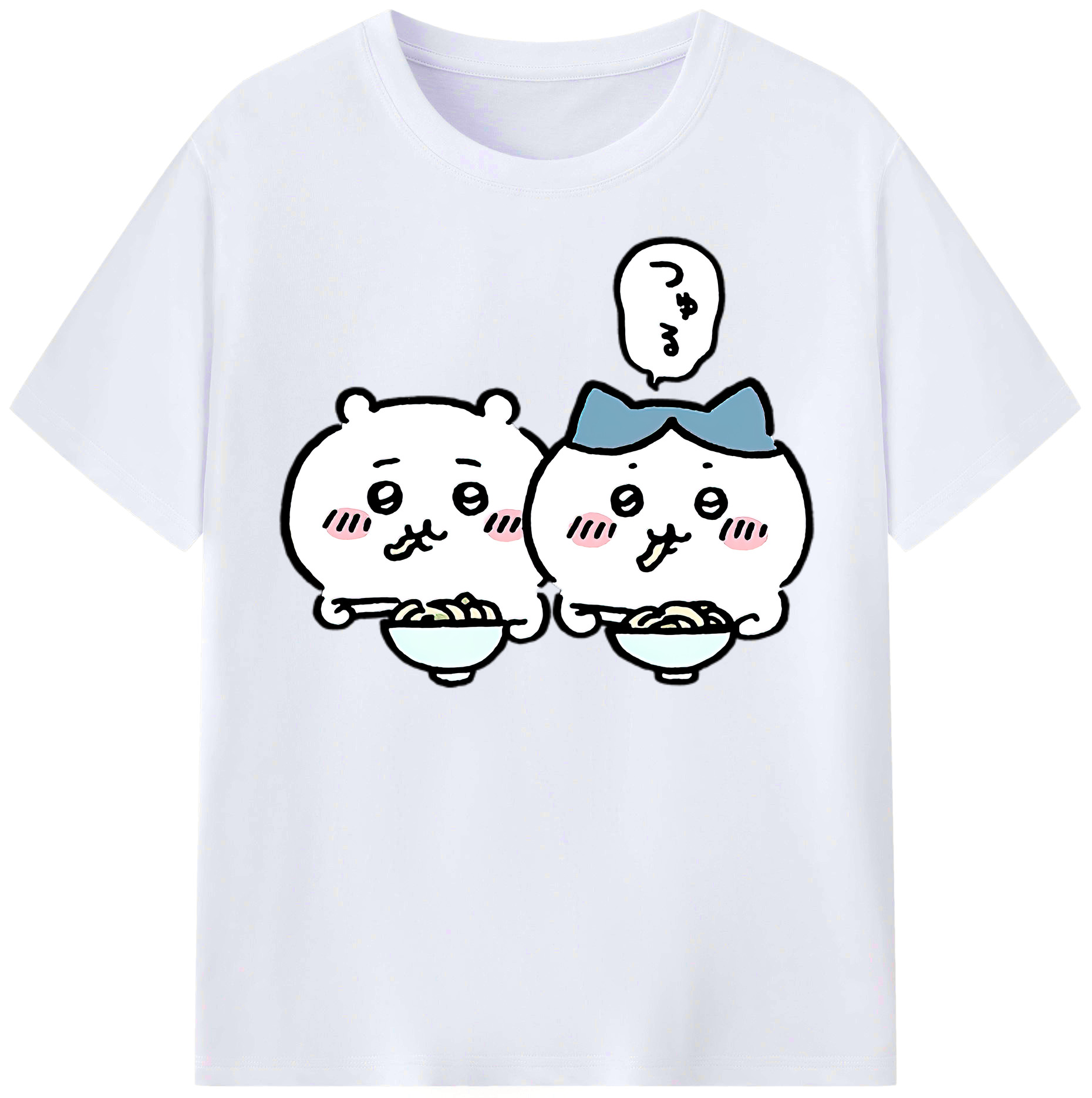 （画像用） ちいかわ ハチワレ Chii-kawa hachiware レディースカジュアルプリントTシャツ（綿100％）