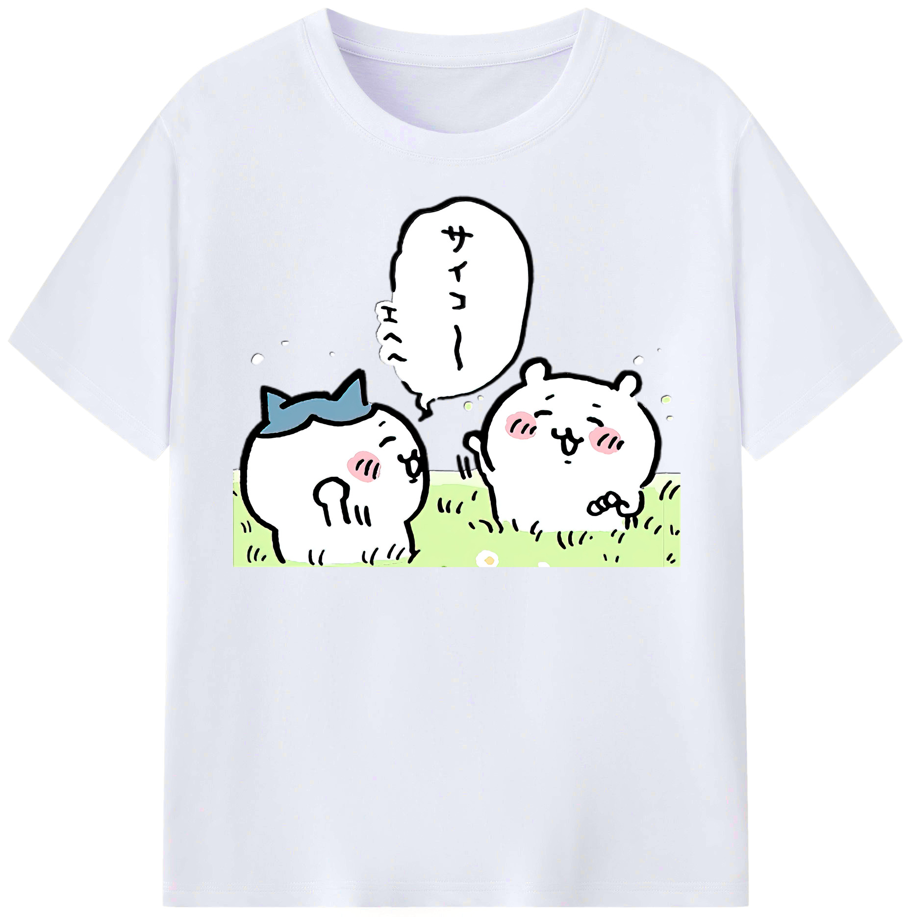 （画像用） ちいかわ ちいかわ Chii-kawa chiikawa レディースカジュアルプリントTシャツ（綿100％）
