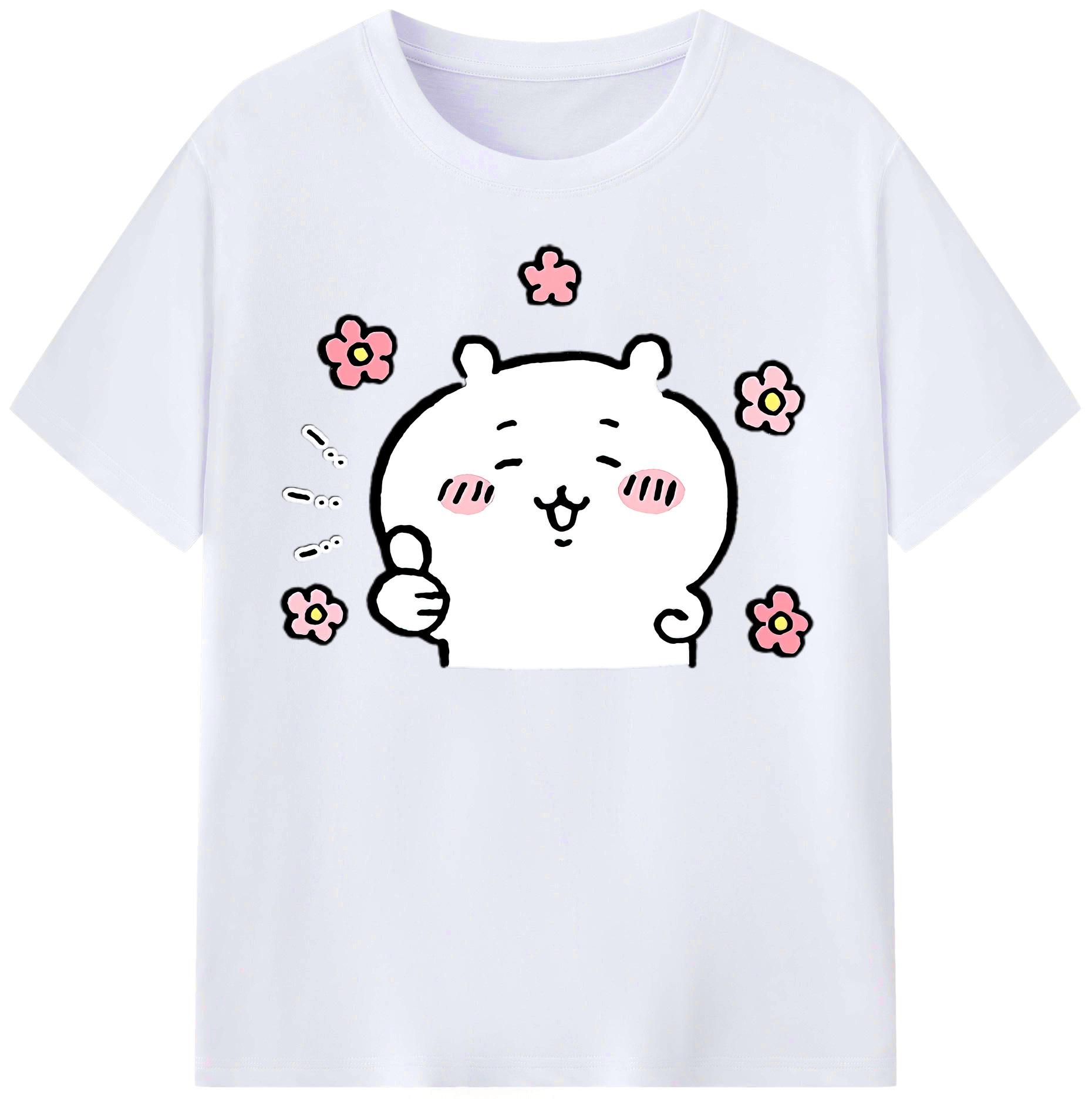 （画像用） ちいかわ ちいかわ Chii-kawa chiikawa レディースカジュアルプリントTシャツ（綿100％）