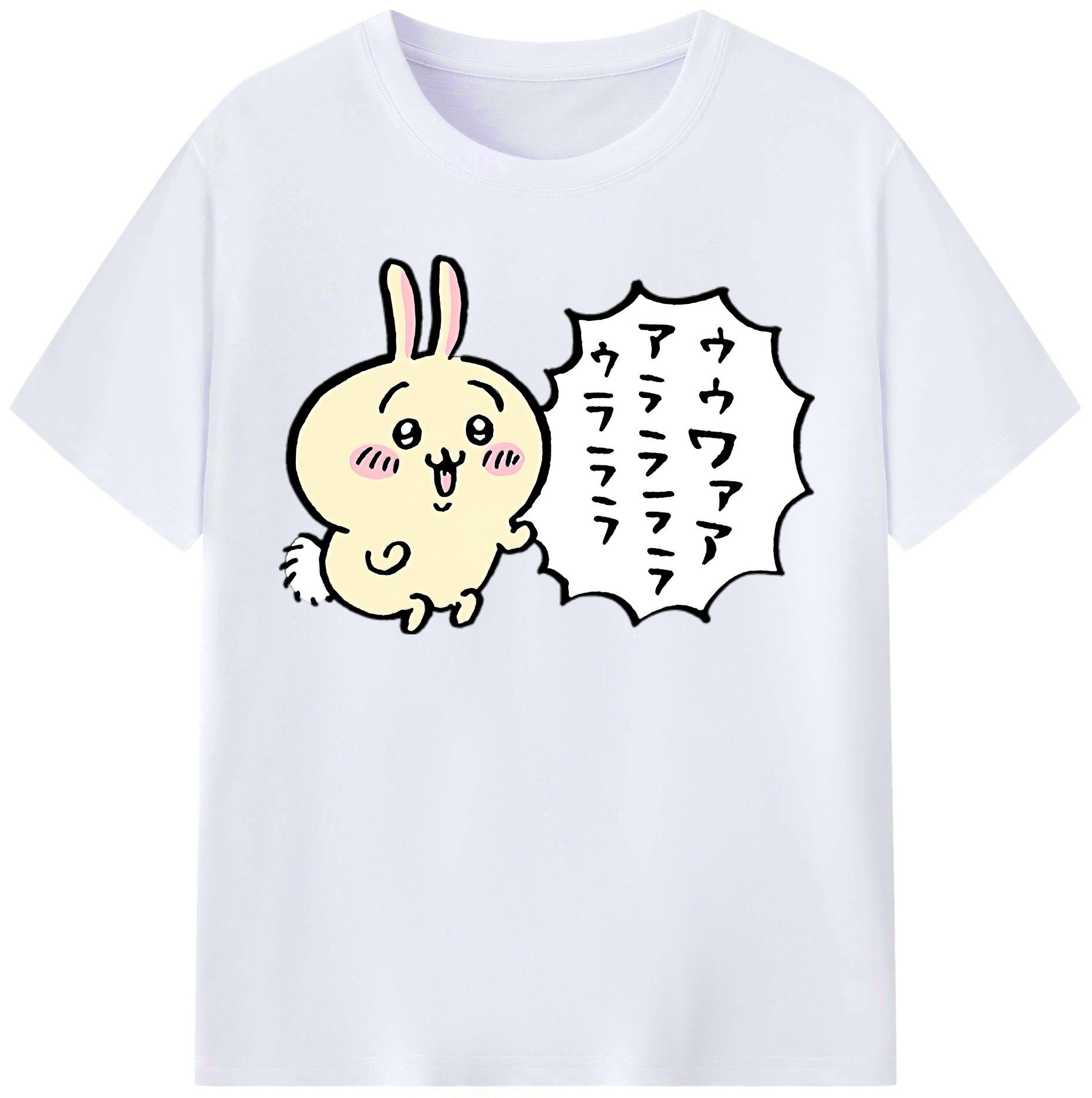 （画像用） ちいかわ うさぎ Chii-kawa usagi レディースカジュアルプリントTシャツ（綿100％）