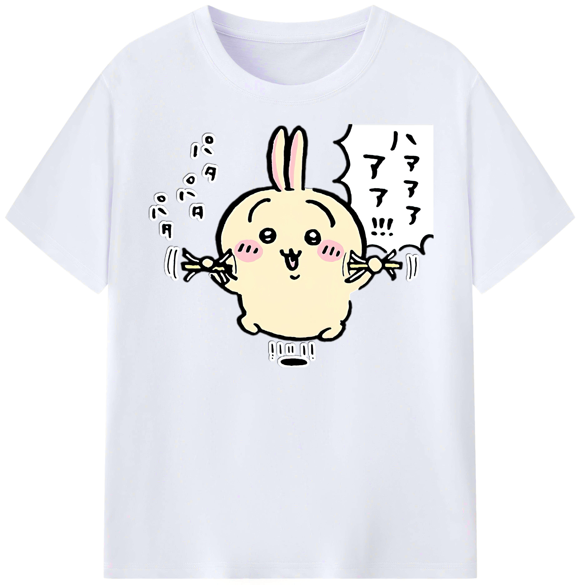（画像用） ちいかわ うさぎ Chii-kawa usagi レディースカジュアルプリントTシャツ（綿100％）