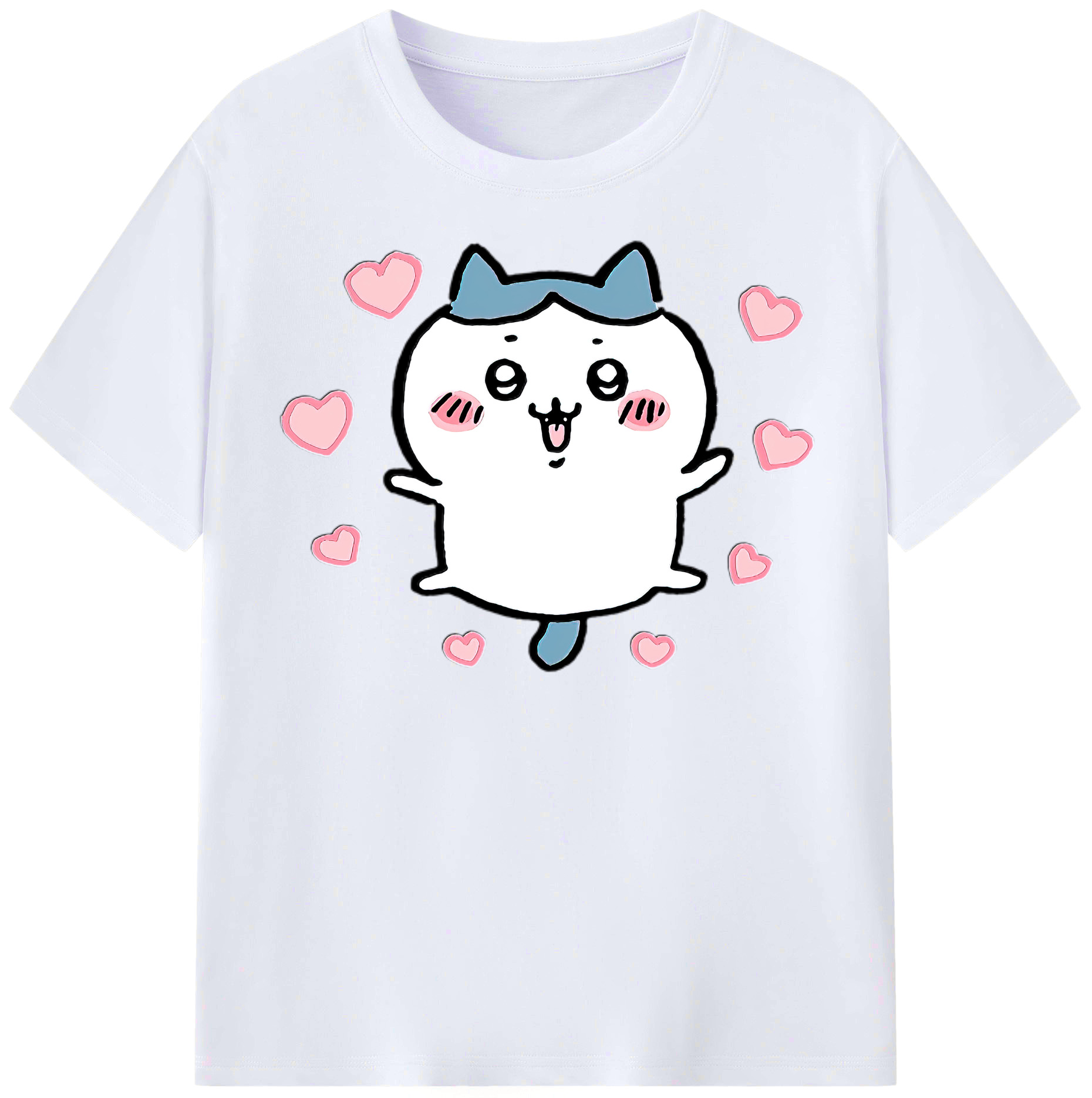 （画像用） ちいかわ ハチワレ Chii-kawa hachiware レディースカジュアルプリントTシャツ（綿100％）