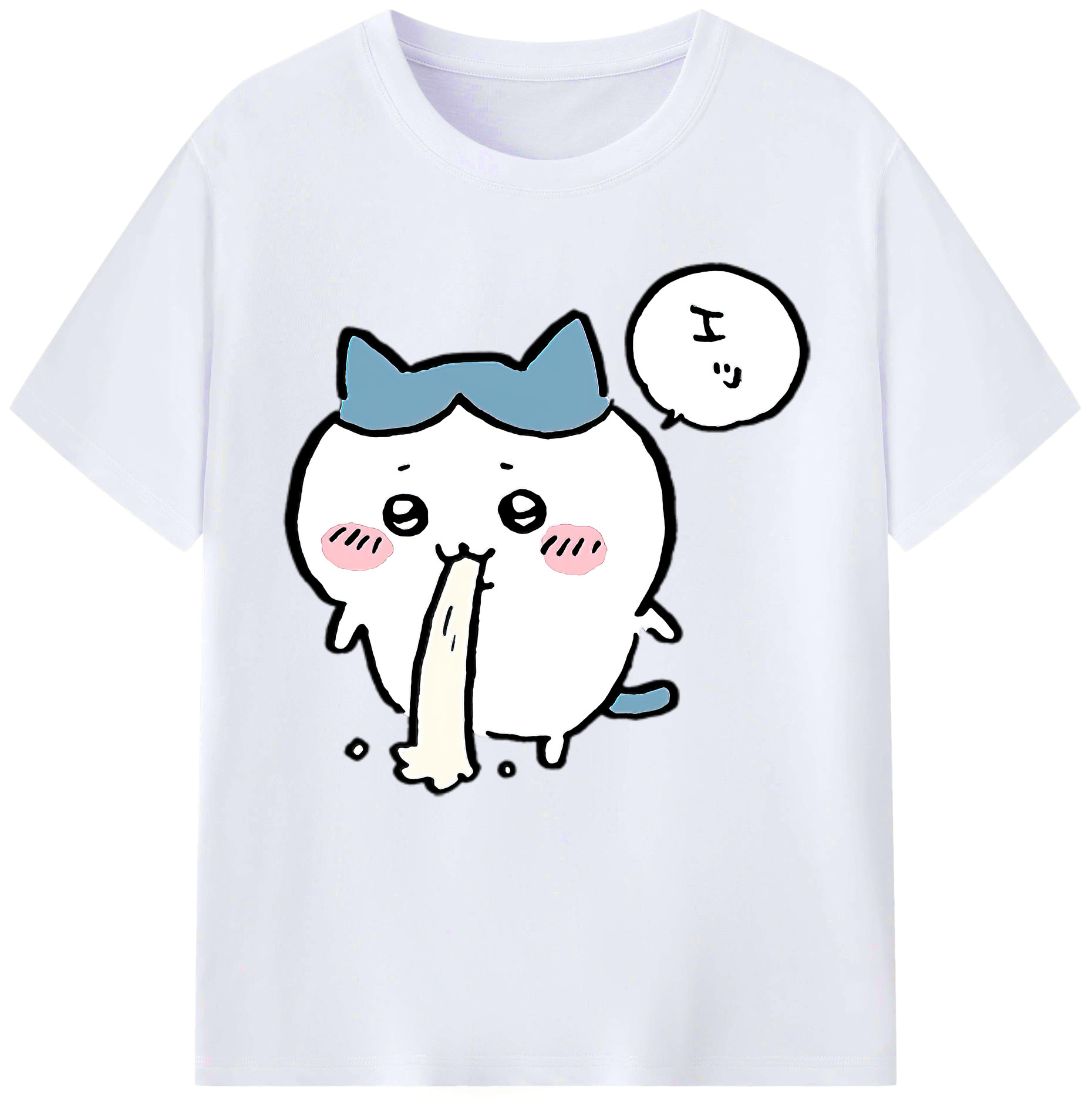 （画像用） ちいかわ ハチワレ Chii-kawa hachiware レディースカジュアルプリントTシャツ（綿100％）