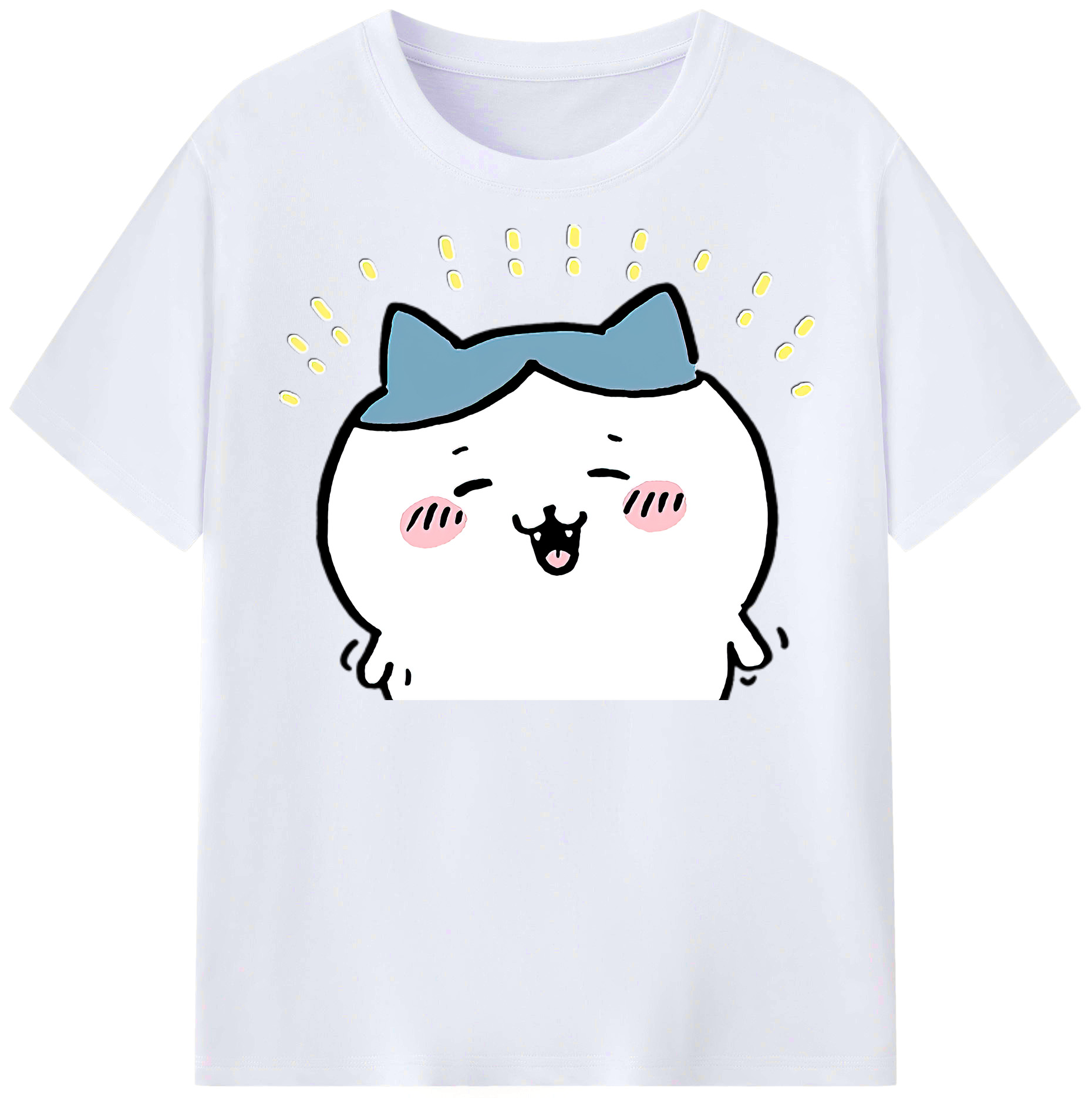 （画像用） ちいかわ ハチワレ Chii-kawa hachiware レディースカジュアルプリントTシャツ（綿100％）