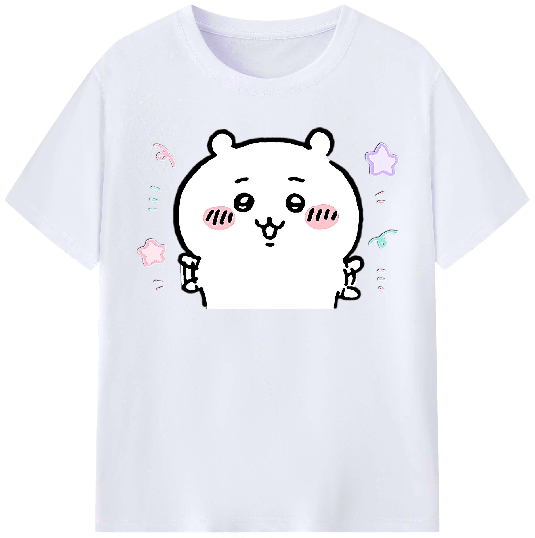 （画像用） ちいかわ ちいかわ Chii-kawa chiikawa レディースカジュアルプリントTシャツ（綿100％）