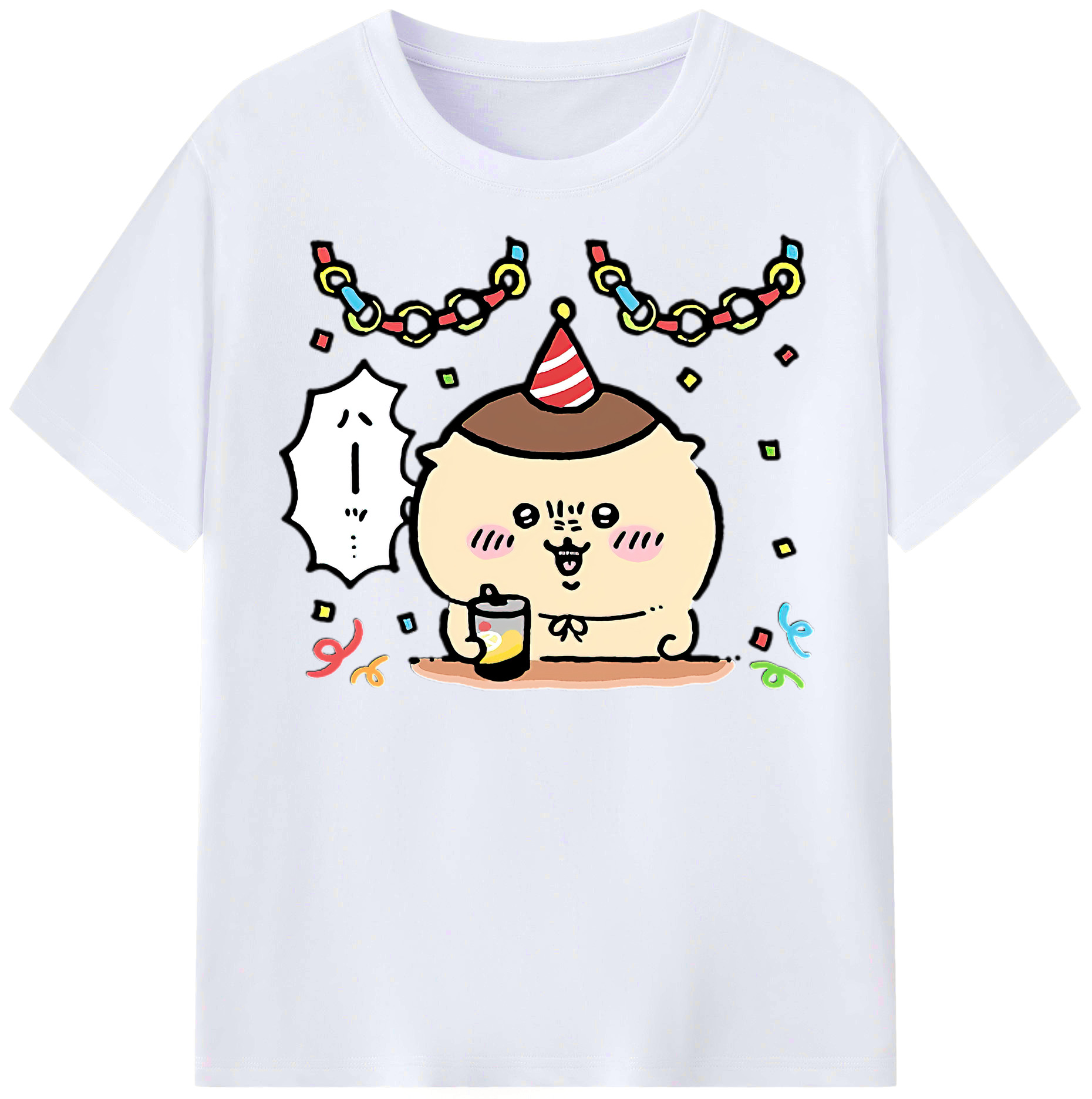 （画像用） ちいかわ くりまんじゅう Chii-kawa kuri manjū レディースカジュアルプリントTシャツ（綿100％）