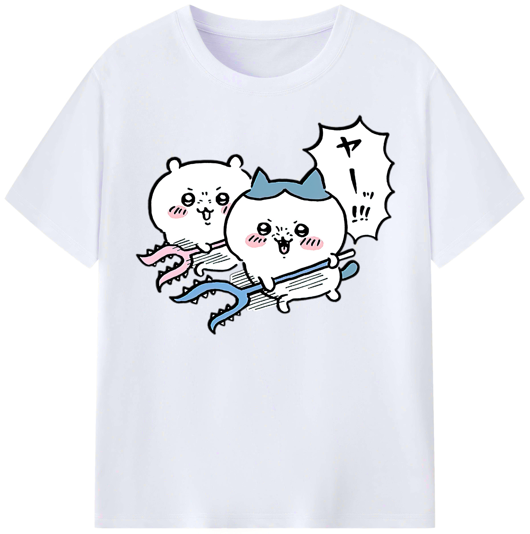 （画像用） ちいかわ ハチワレ Chii-kawa hachiware レディースカジュアルプリントTシャツ（綿100％）