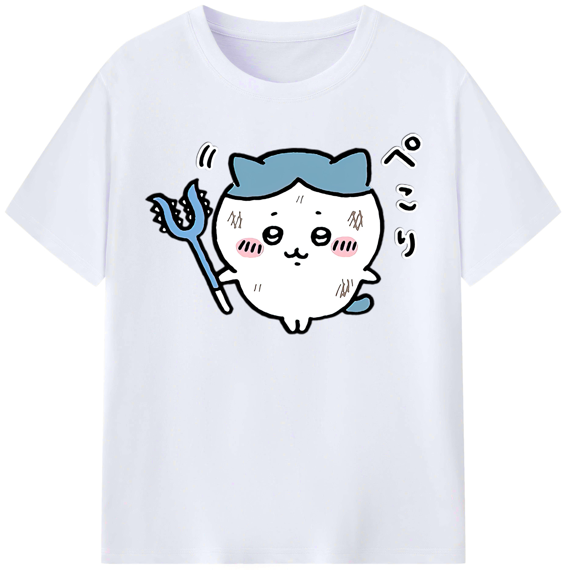 （画像用） ちいかわ ハチワレ Chii-kawa hachiware レディースカジュアルプリントTシャツ（綿100％）